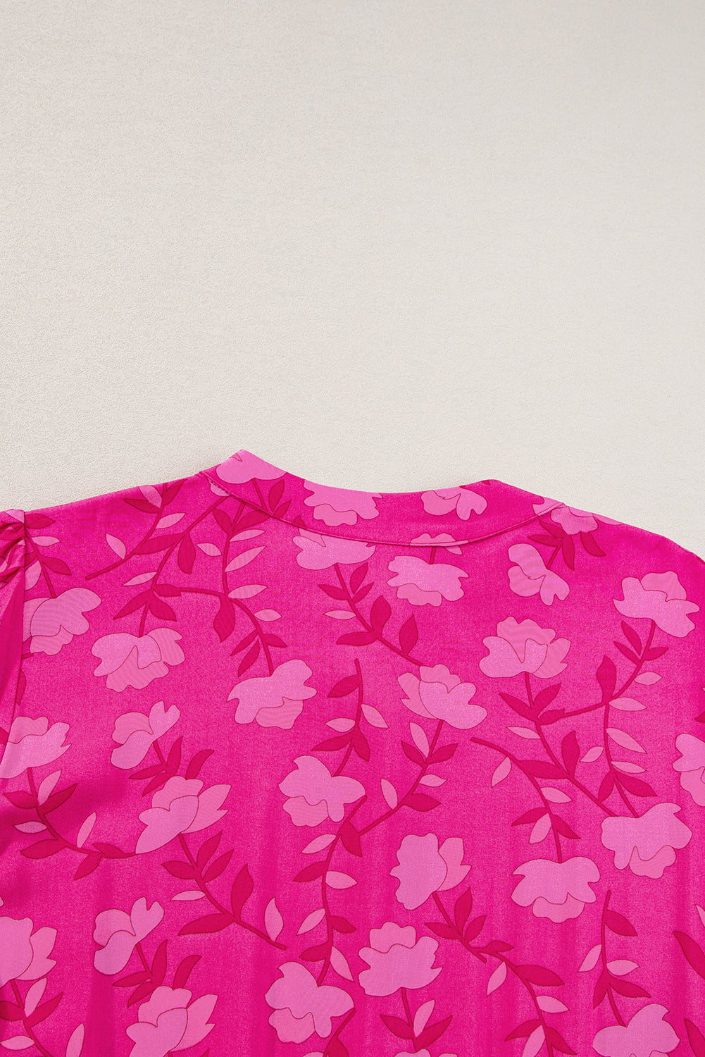 Rose Floral Print Pleated Drawstring Flowy Midi Dress