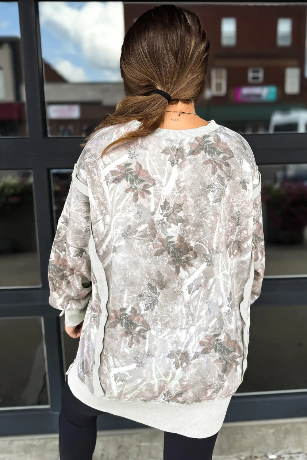 Leafy Camo Print  Baggy Sweatshirt