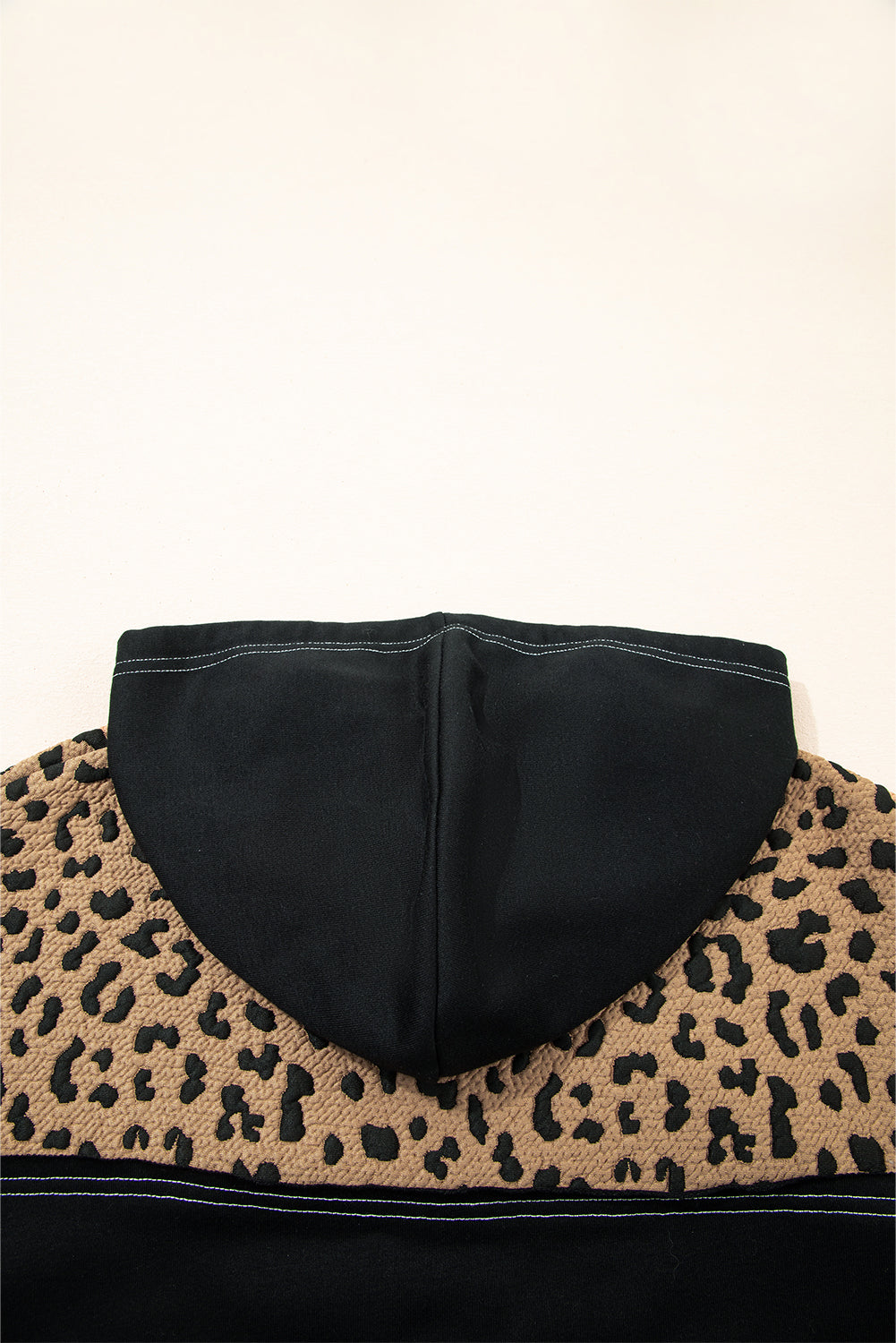 Brown Leopard Knotted Cuff Quarter Zip Hoodie