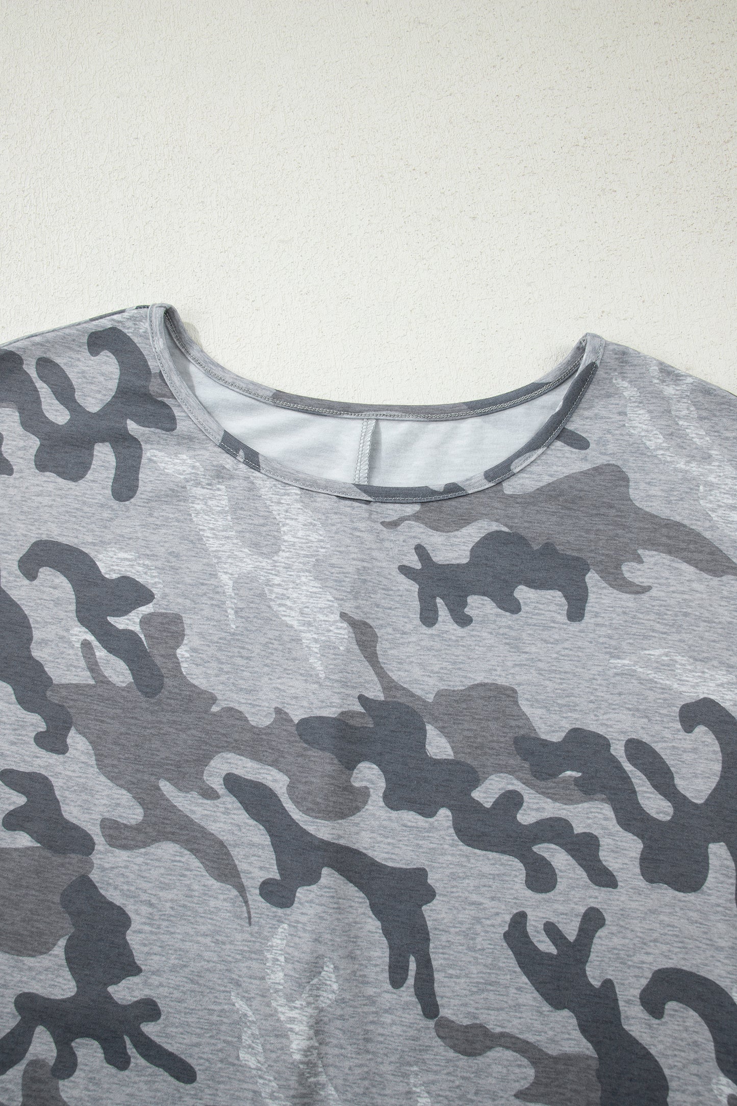Camouflage Print Round Neck T Shirt