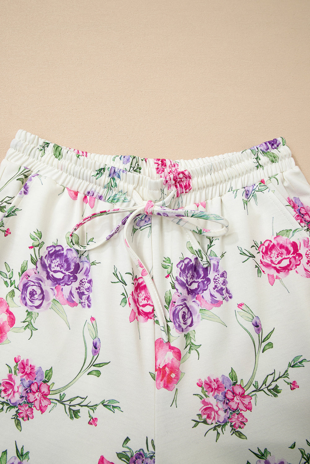 Floral Print Pullover Drawstring Lounge Pants Set