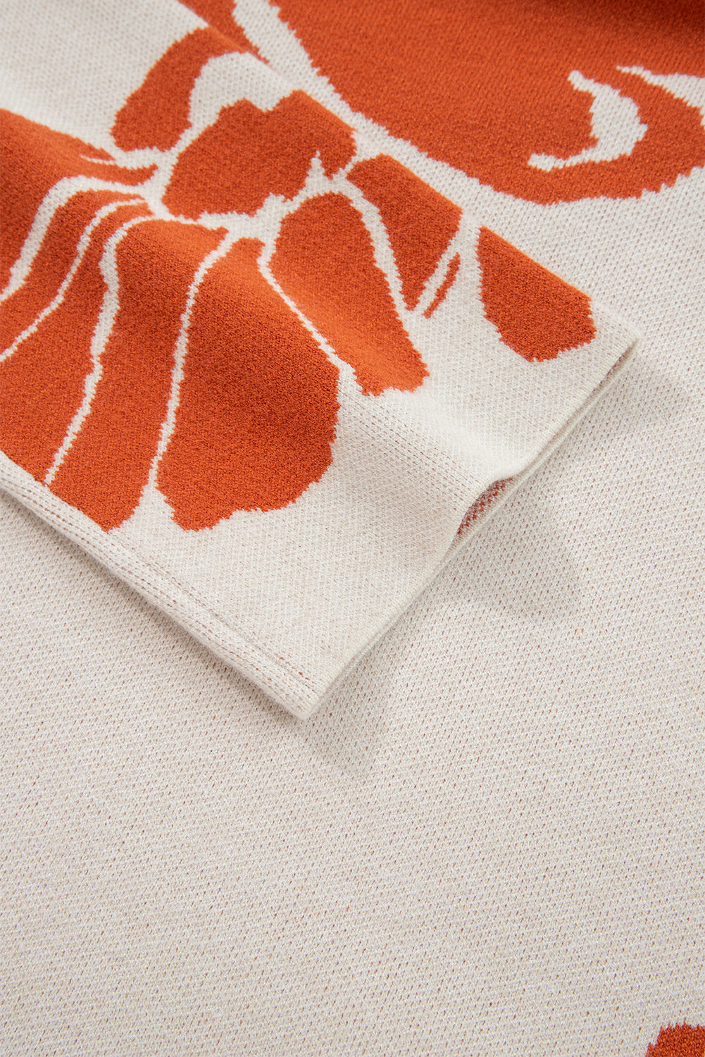 Flower Pattern Wide Sleeve Baggy Sweater