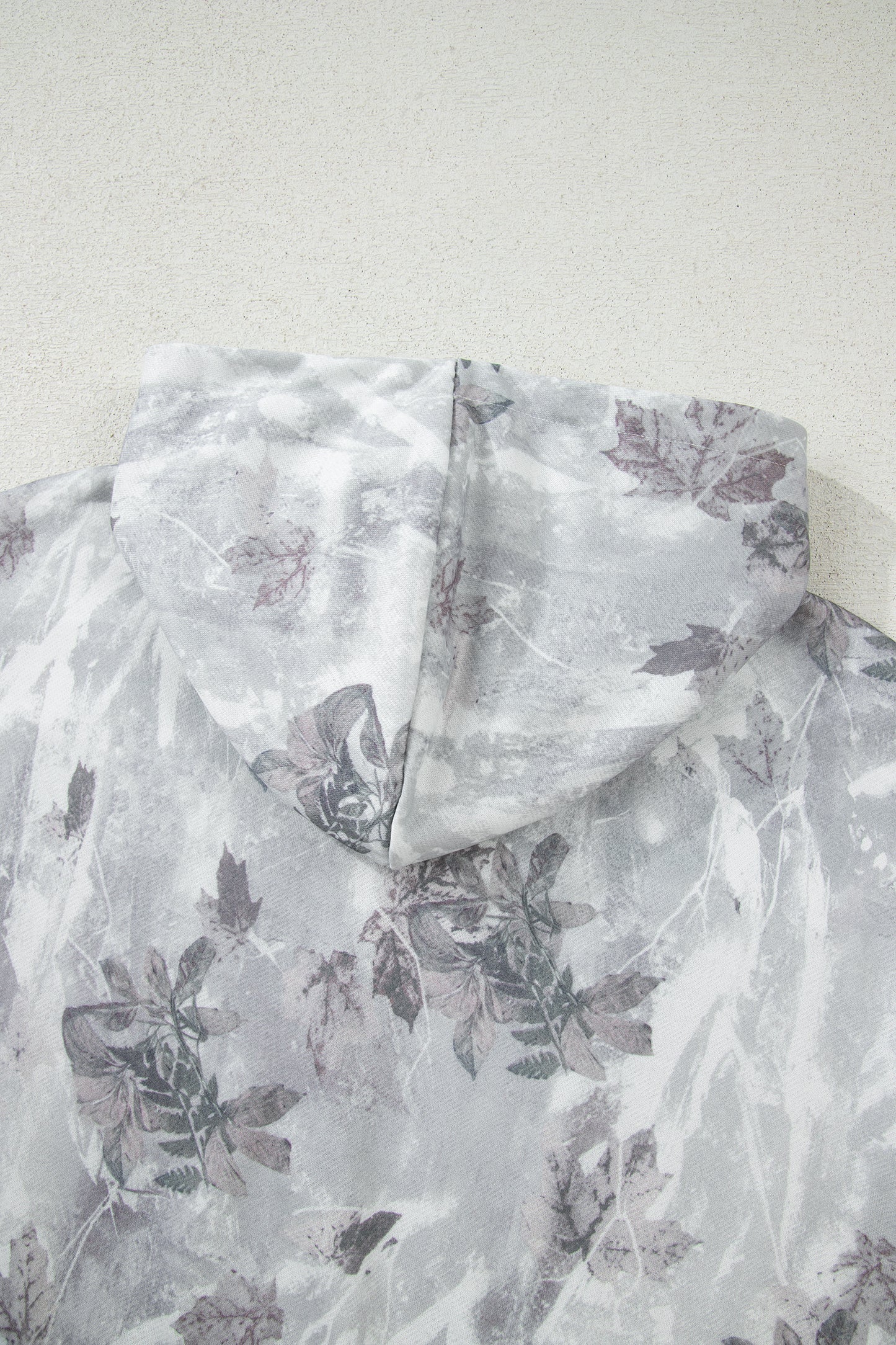 Camo Leaf Print Pocket Quarter Zip Hoodie