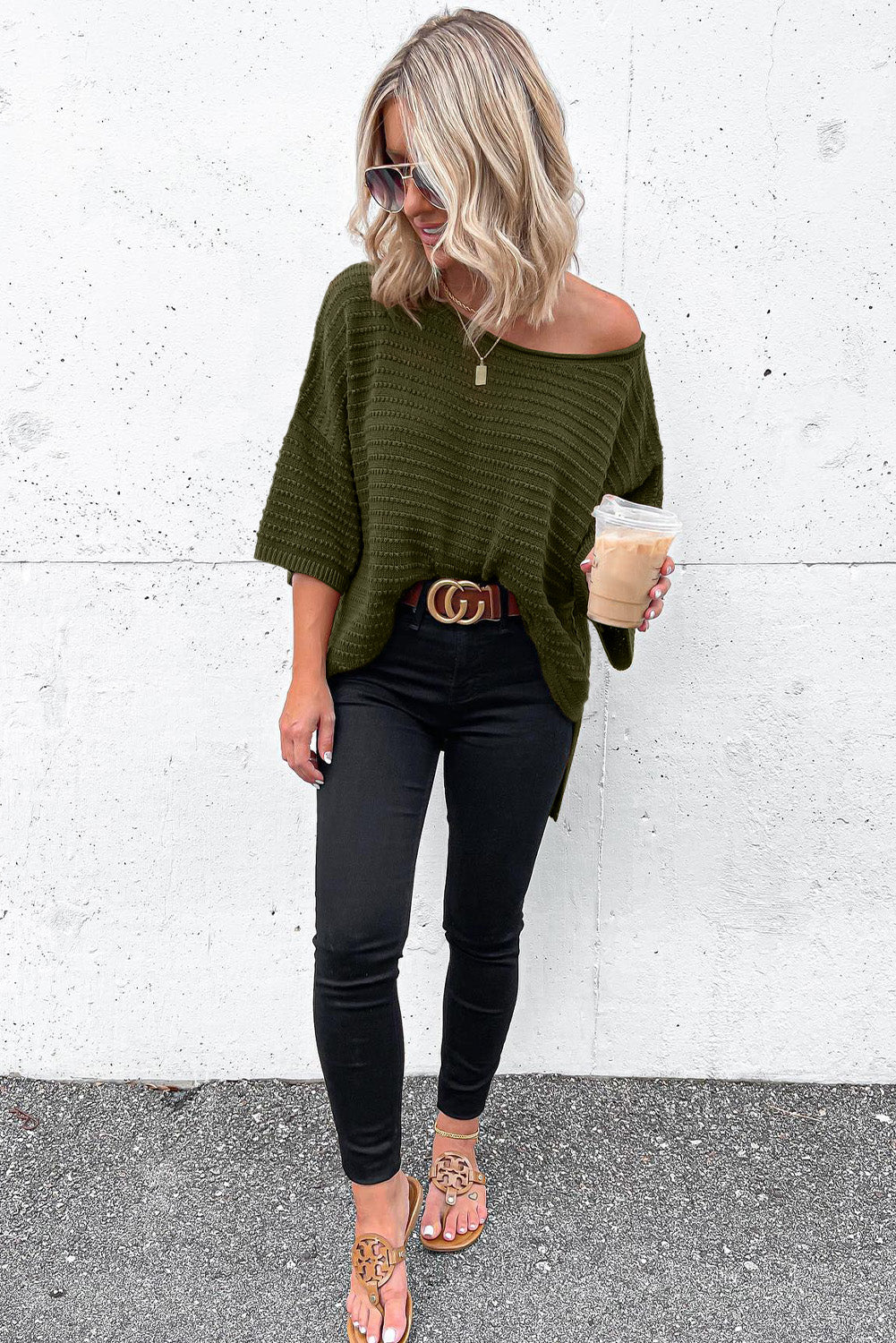 Knit Drop Shoulder Sweater