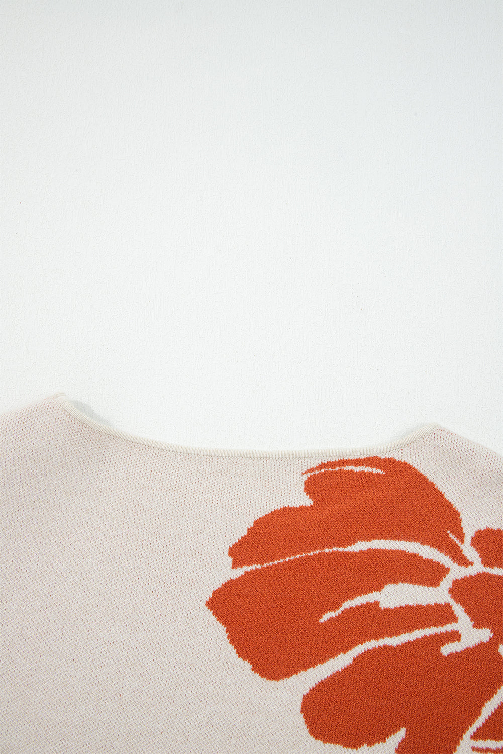 Flower Pattern Wide Sleeve Baggy Sweater