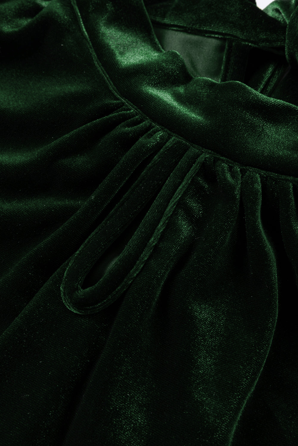 Mock Neck Puff Sleeve Velvet Blouse