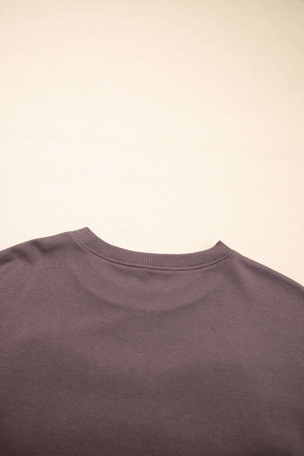 Dark Khaki Terry Bow Pattern Sweatshirt