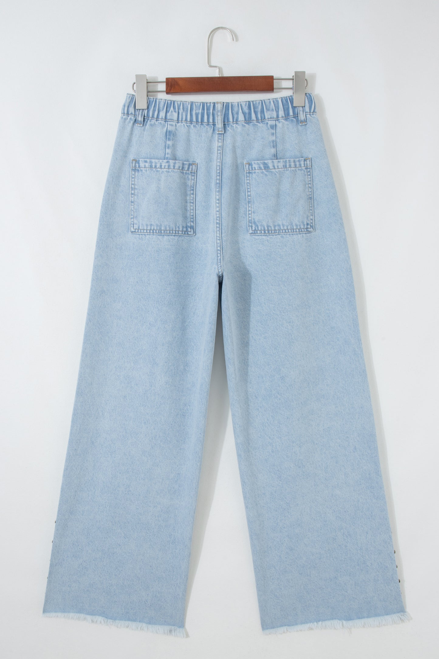 Blue Studded Side Slit Wide Leg Jeans