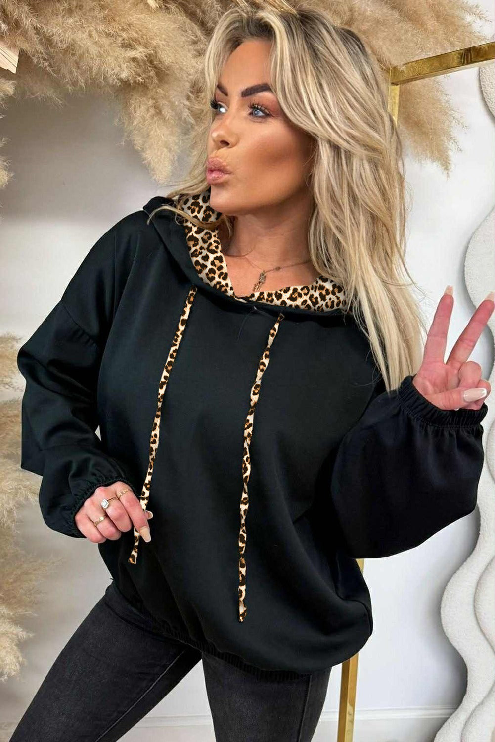Leopard Drawstring Hoodie