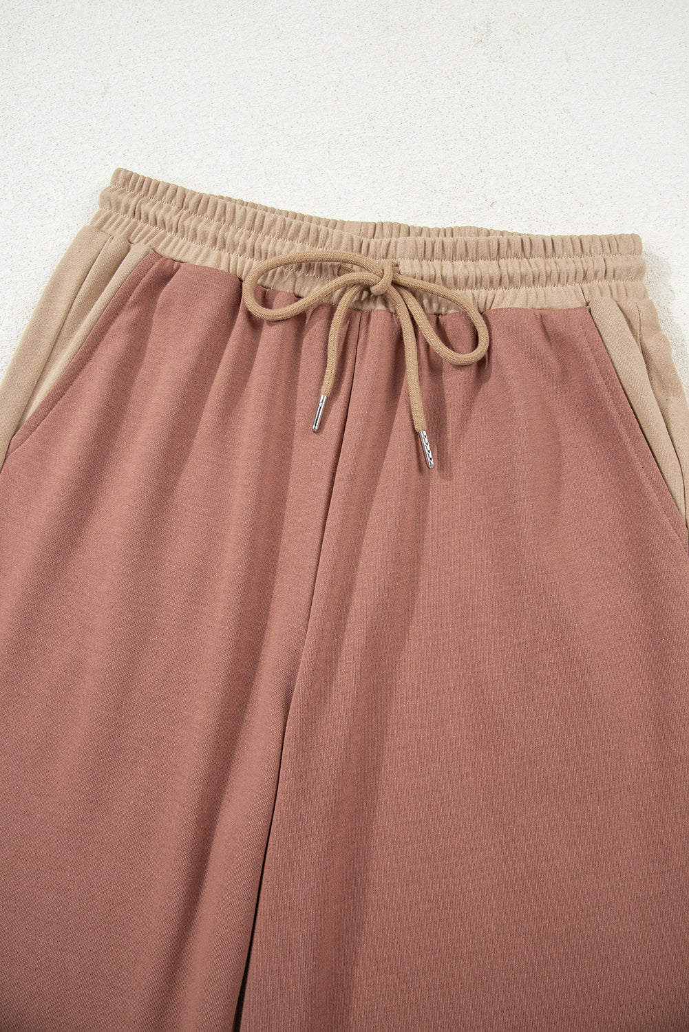 Dust Pink & Khaki Top Drawstring Pant Set
