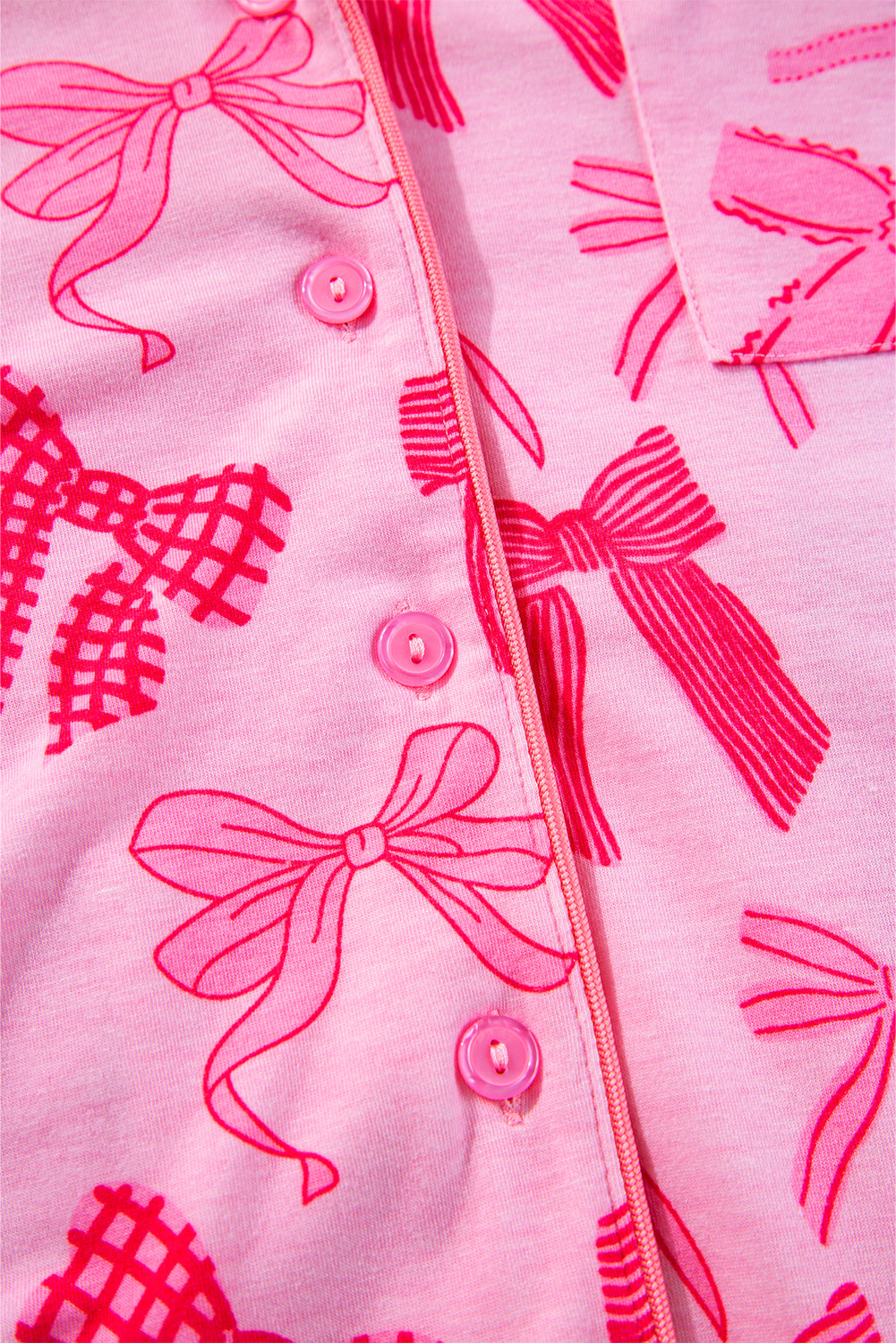 Pink Bow Knot Short Sleeve and Pants Pajamas Set