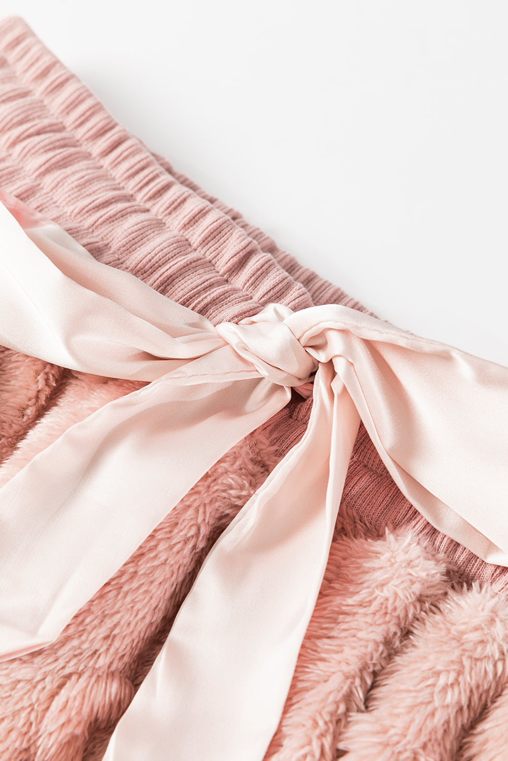 Light Grey Textured Leopard Fleece Loose Two Piece Lounge Set