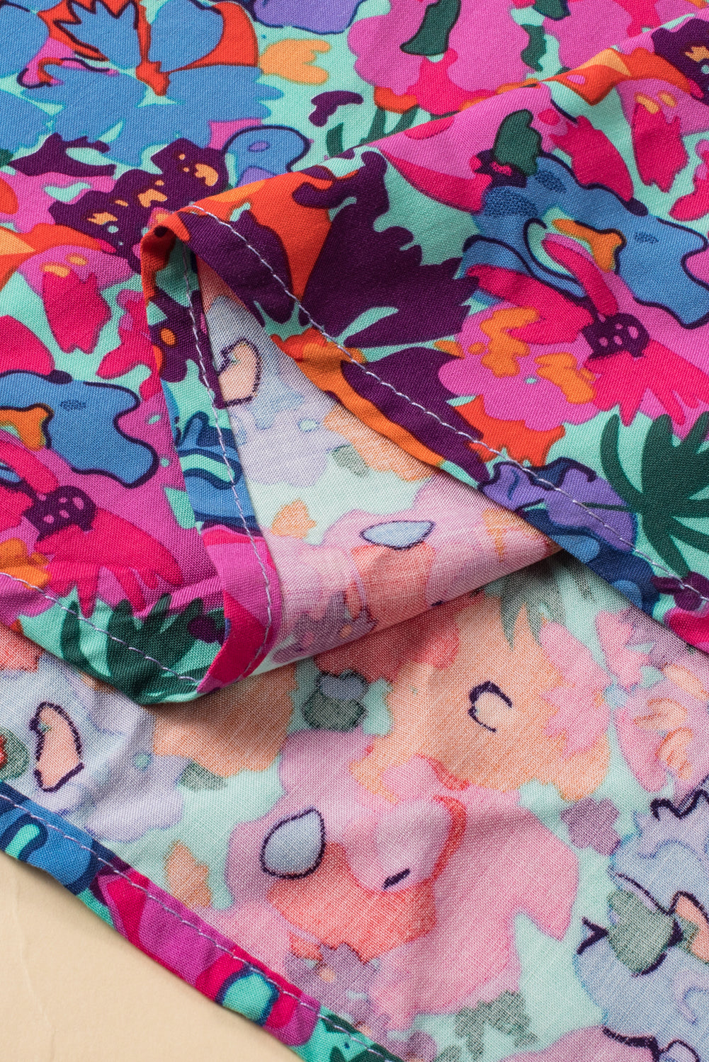 Floral Print V Neck Wrap Split Maxi Dress