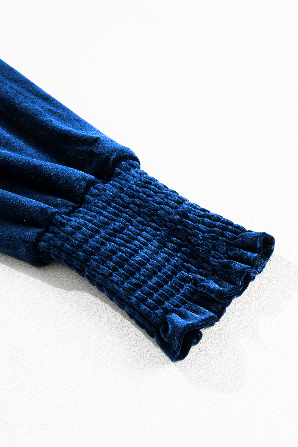 Mock Neck Puff Sleeve Velvet Blouse