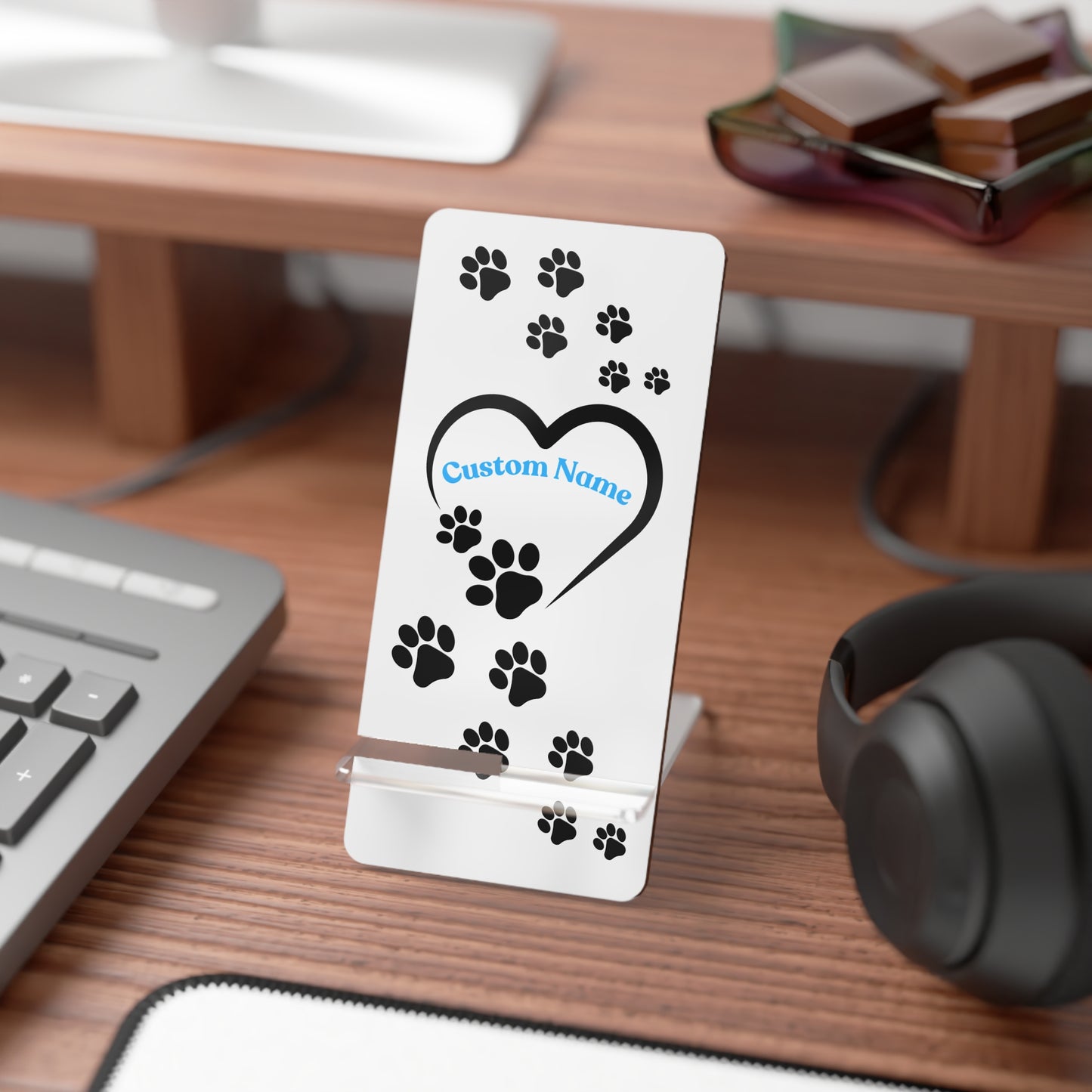 Phone Display Stand | Heart Paws Custom Pet Name