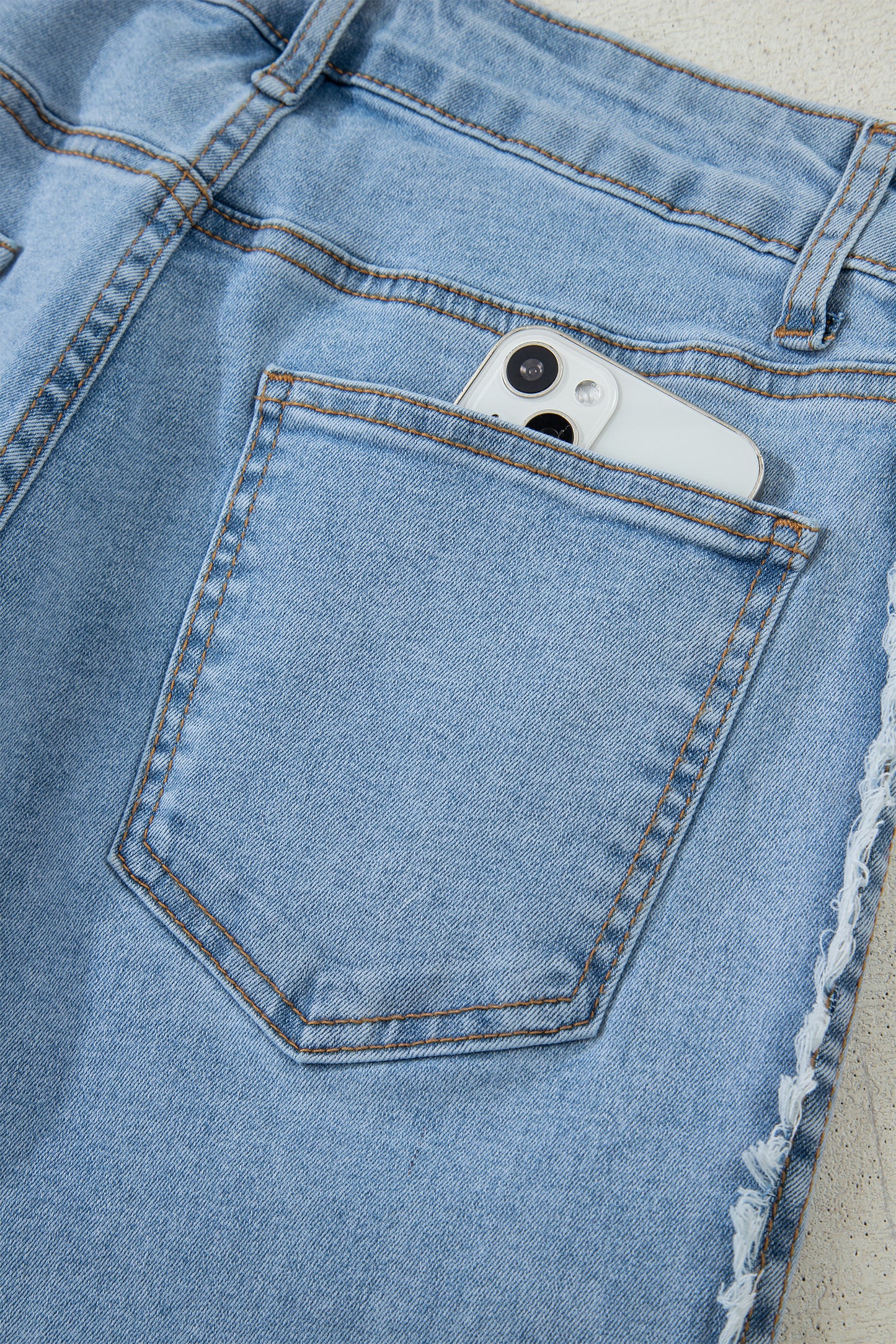 Stripe Frayed Side Panel Jeans