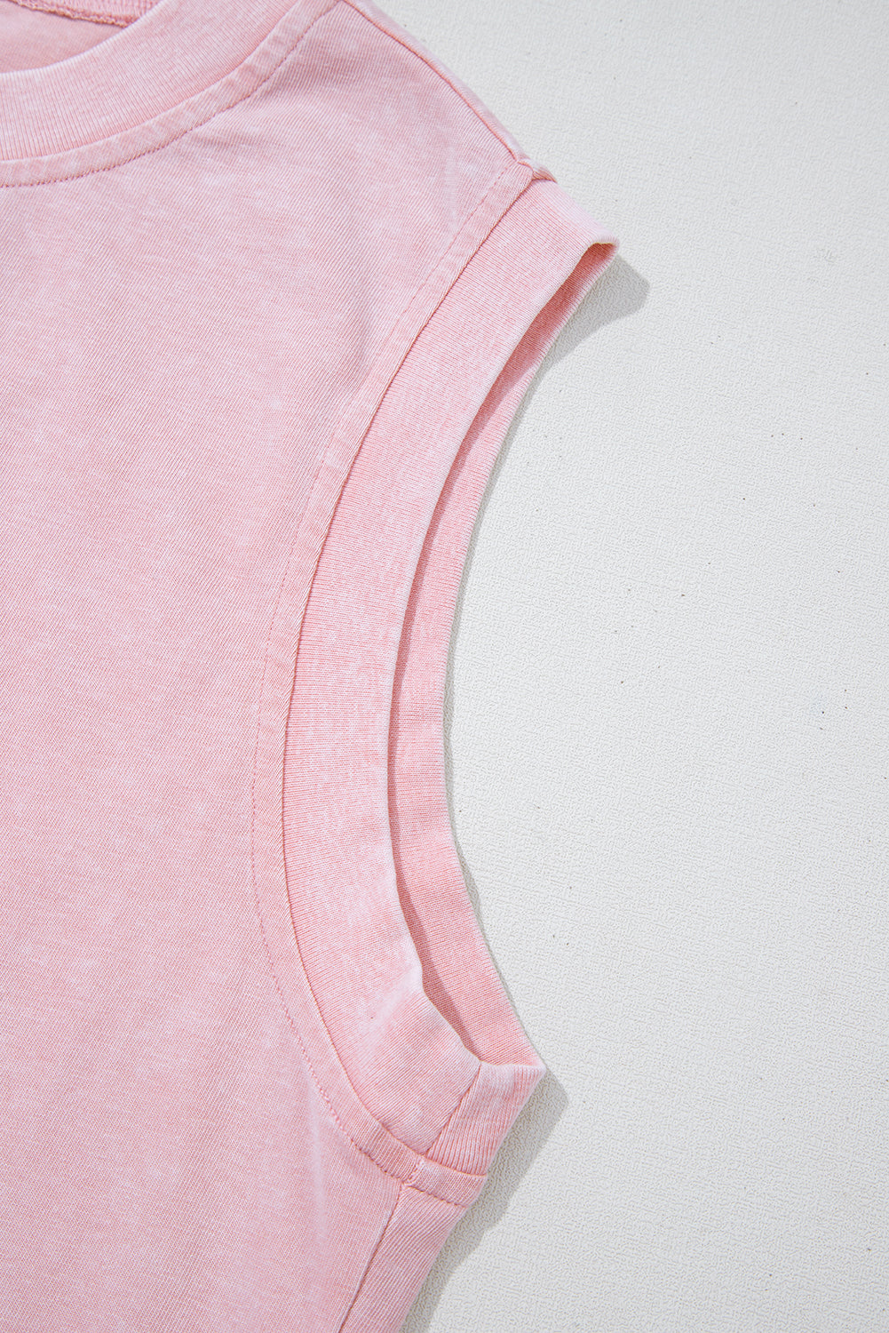 Light Pink 2 Pieces Mineral Wash Cotton Tank Top Lined Split Skirt Set