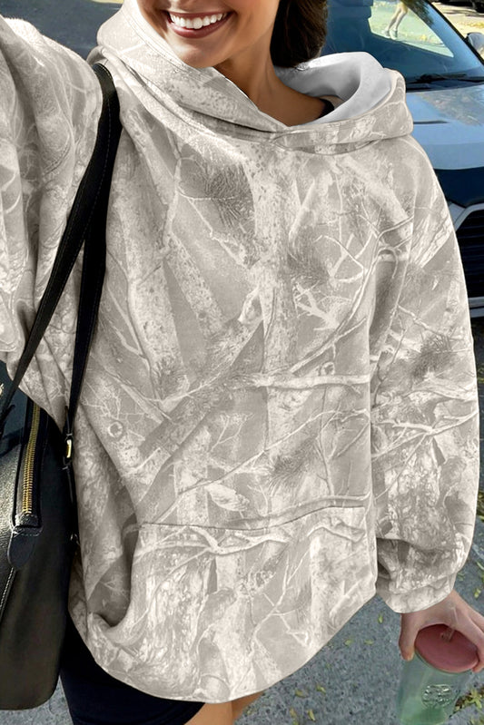 Camouflage Woodland Print Oversized Hoodie