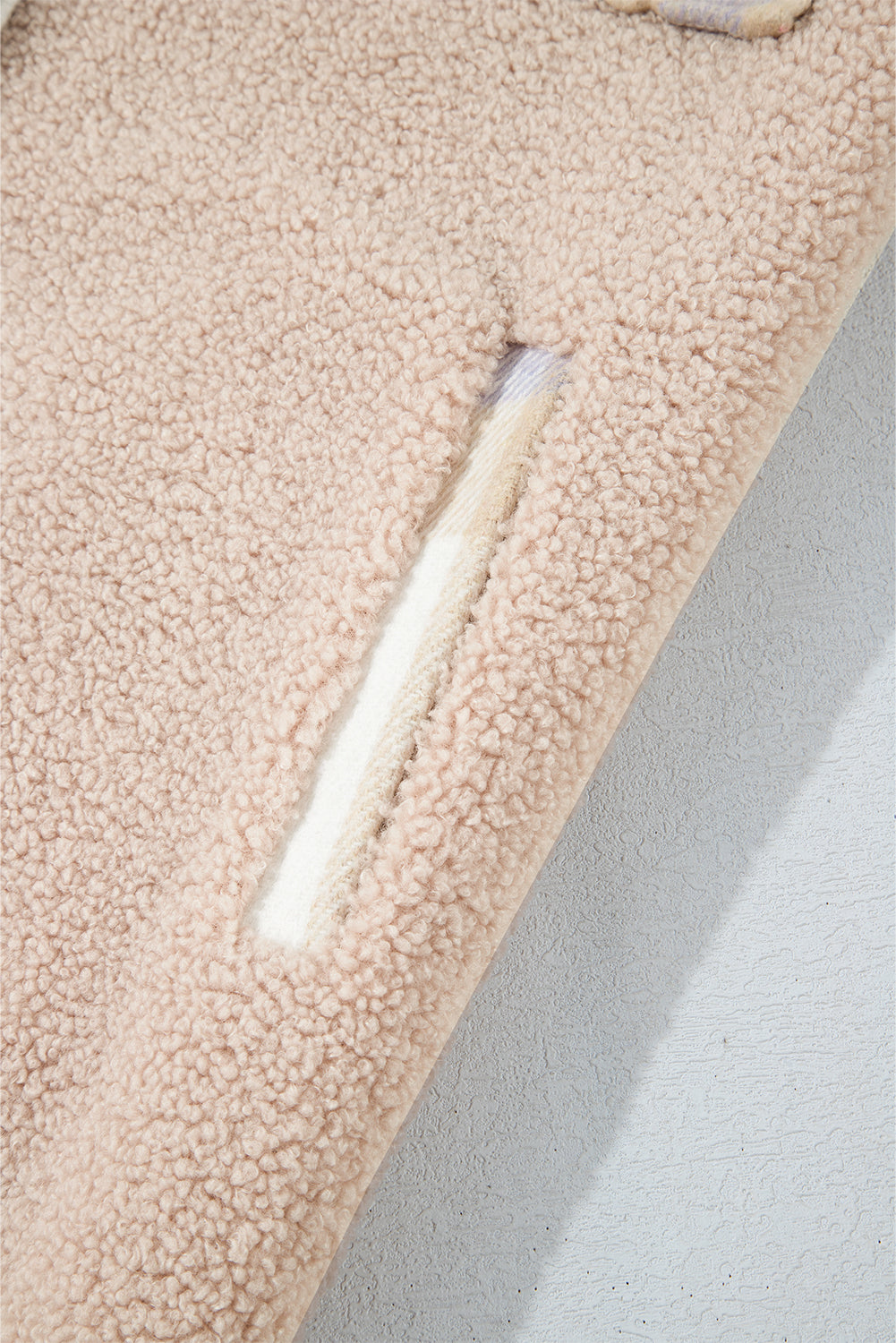 Plaid Patchwork Collared Button-up Sherpa Long Coat