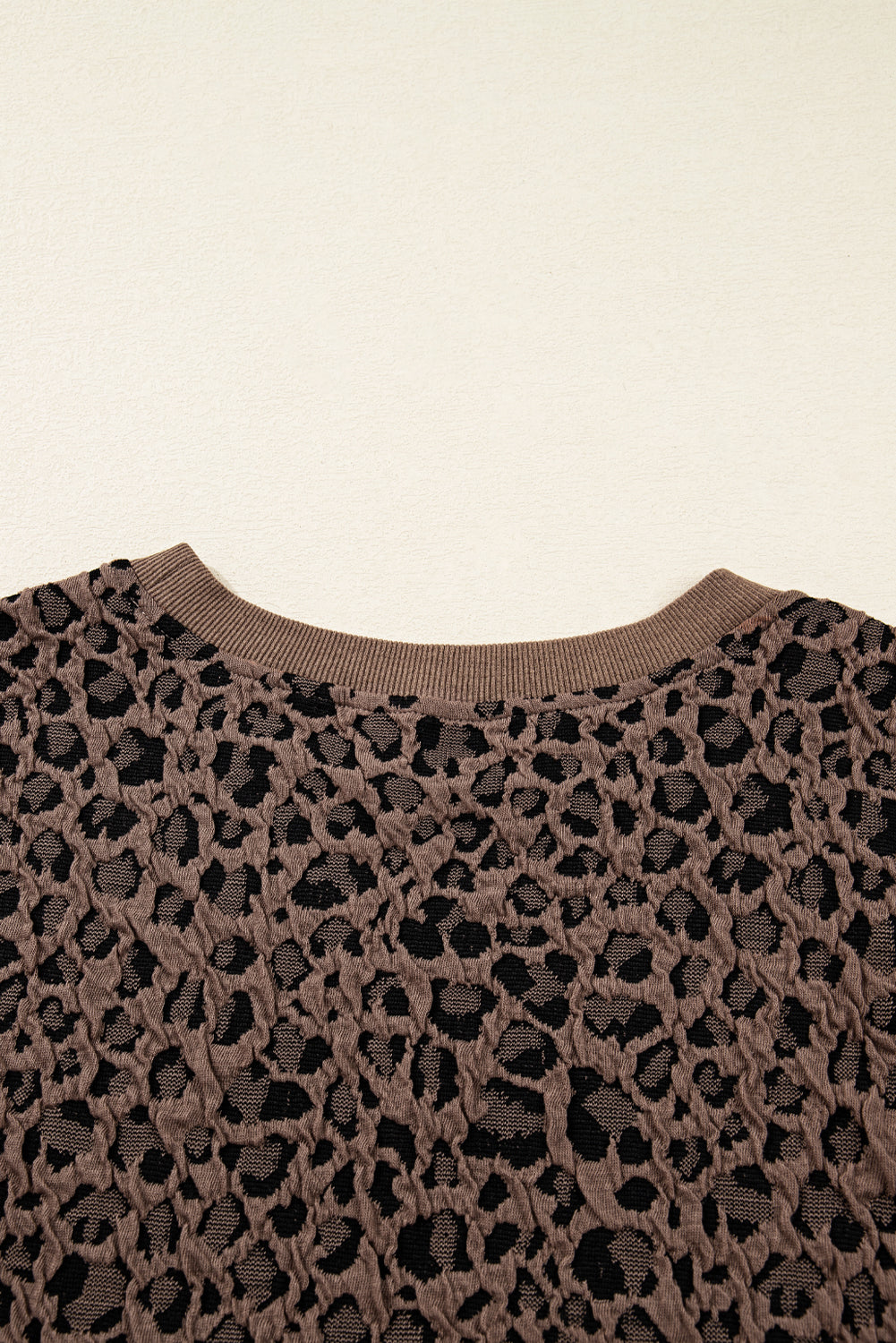 Ribbed Trim Leopard Top