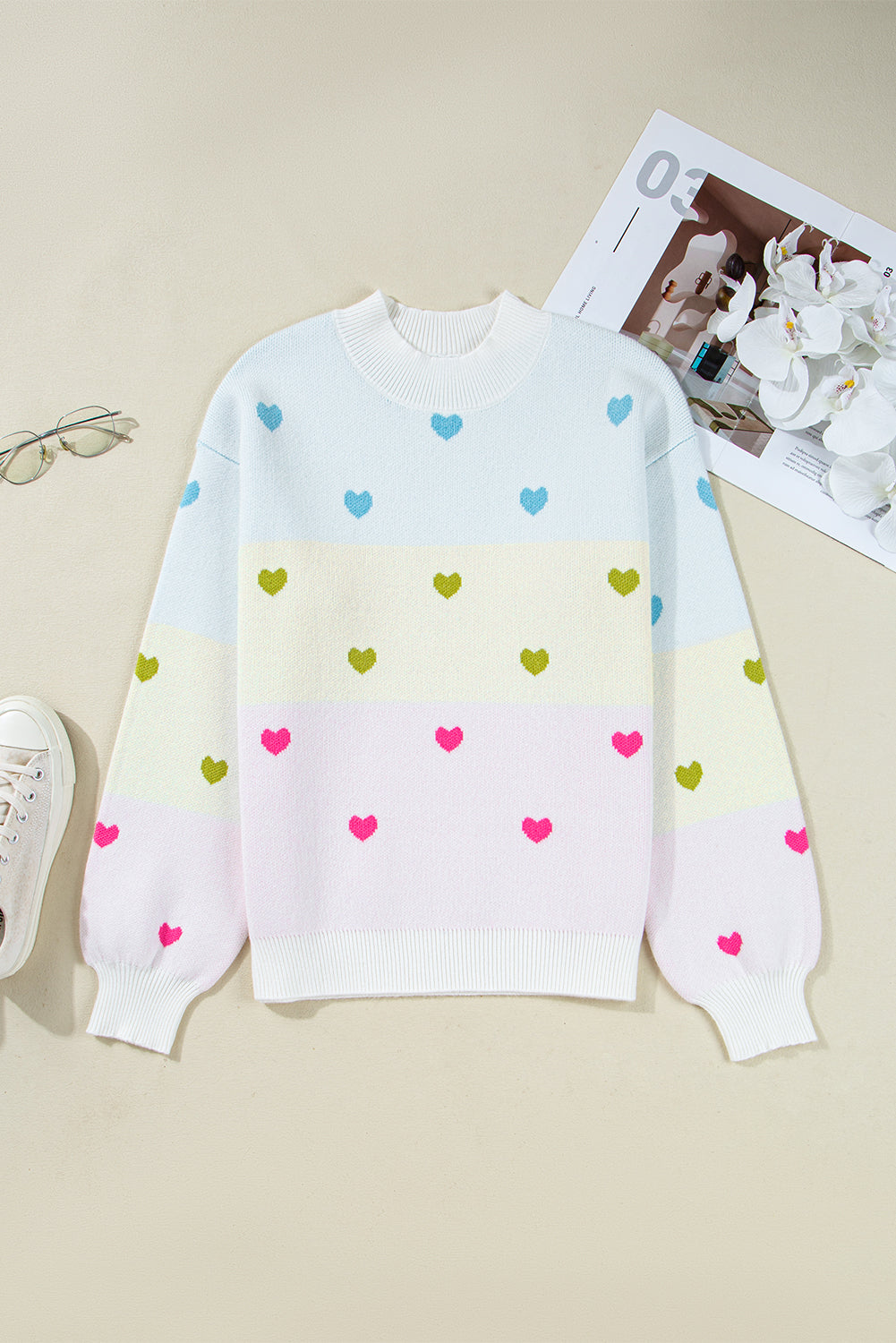 Multicolor Heart Sweater