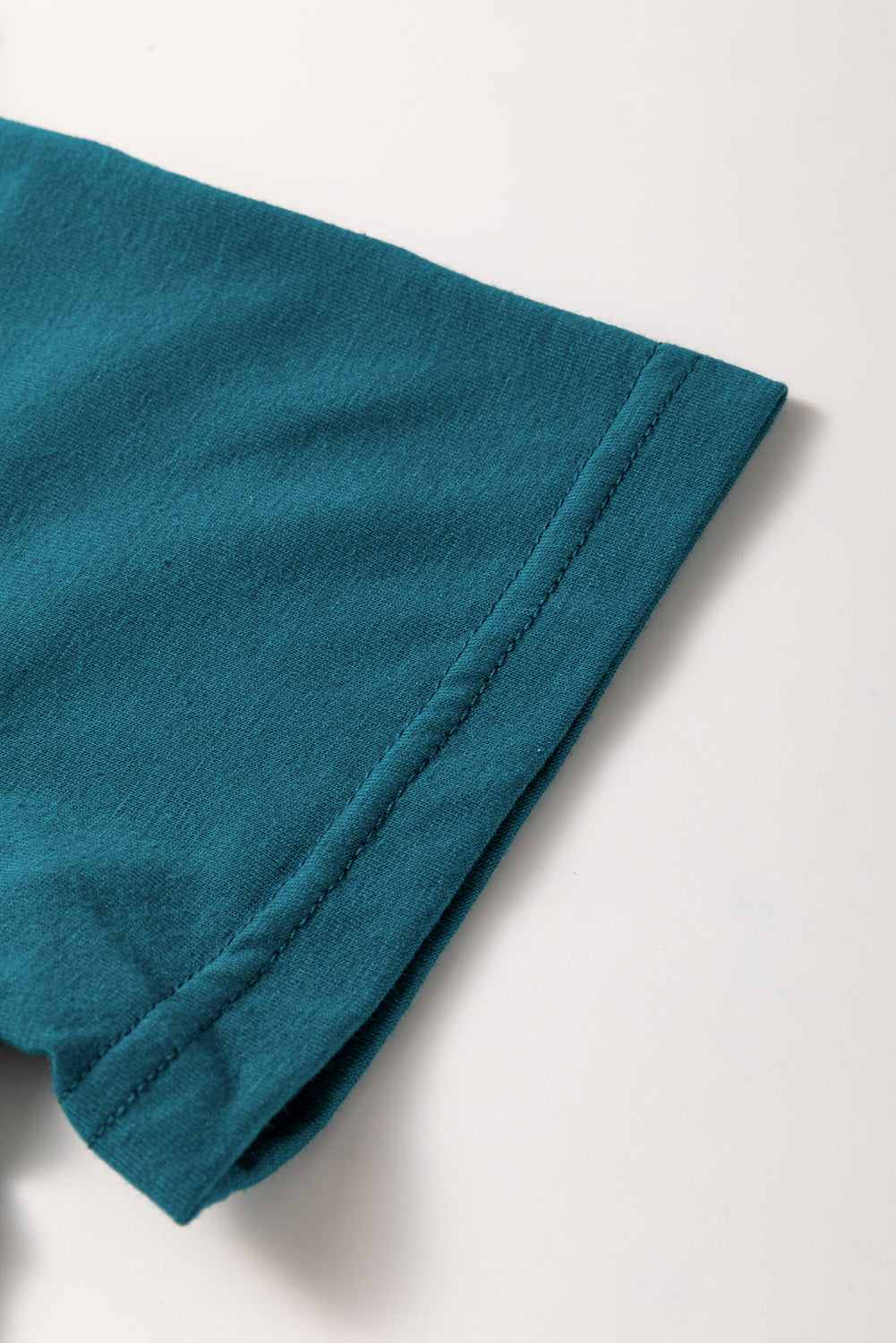 Dirty blue Solid Color Toothpick Stripe Round Neck T Shirt