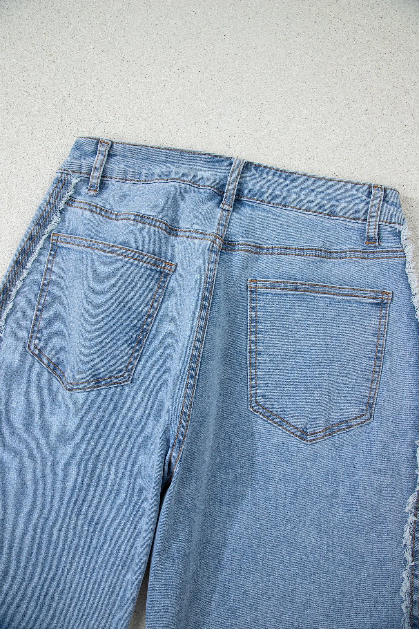 Stripe Frayed Side Panel Jeans