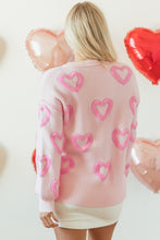 Load image into Gallery viewer, Pink Heart Shape Bubble Sleeve Baggy Sweater
