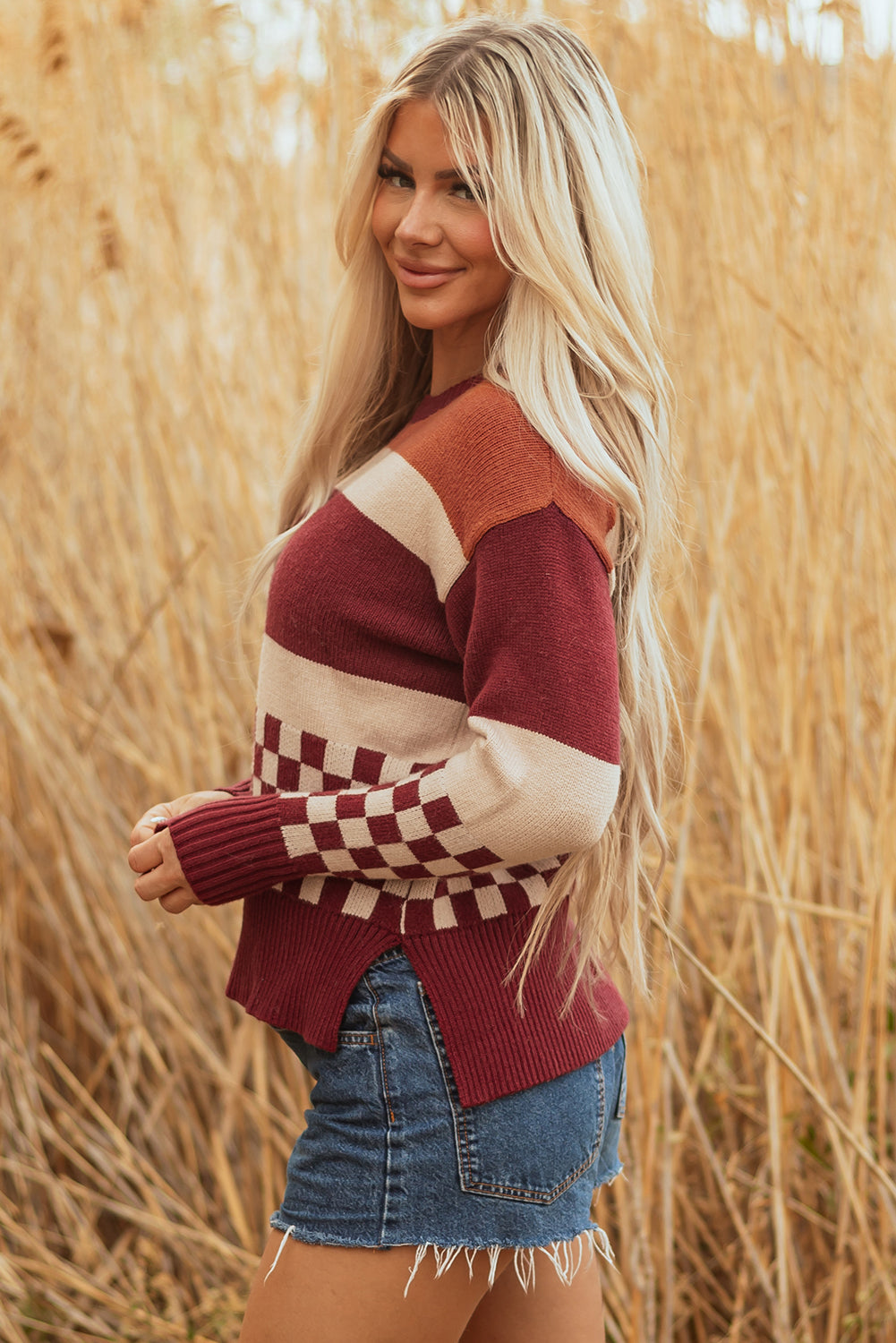 Knitted Checker Sweater