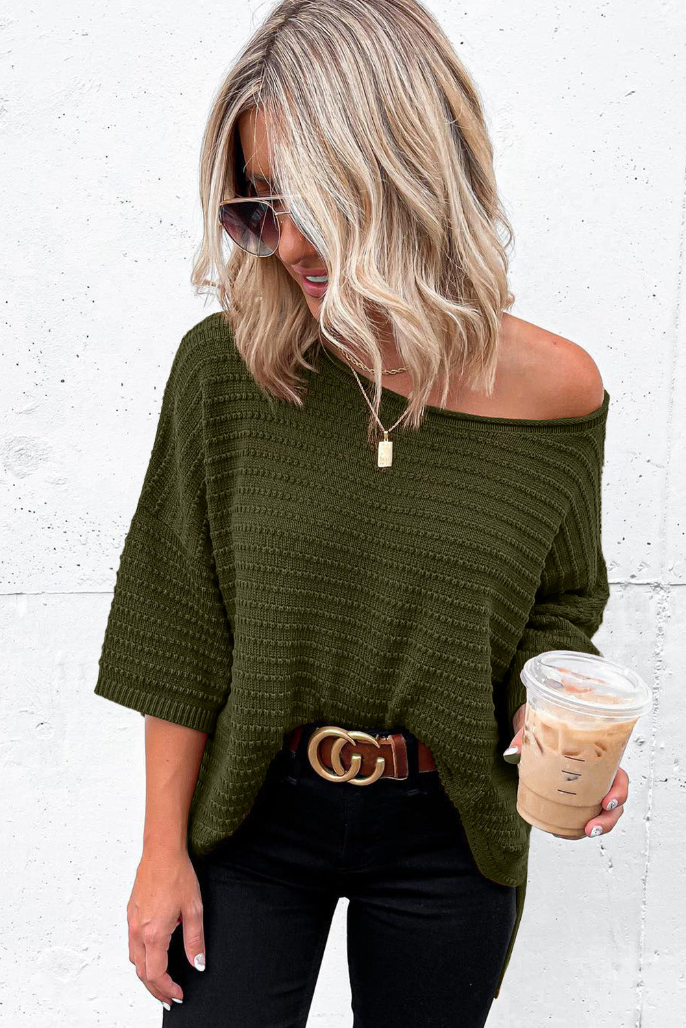 Knit Drop Shoulder Sweater