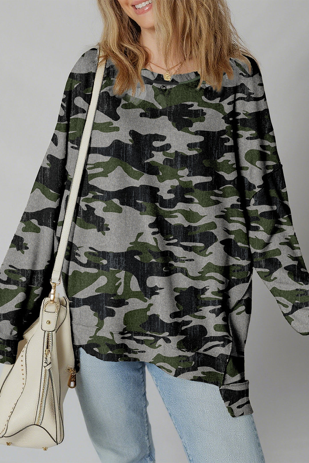 Retro Camouflage Print Sweatshirt