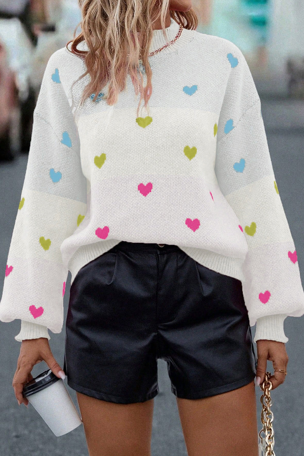 Multicolor Heart Sweater