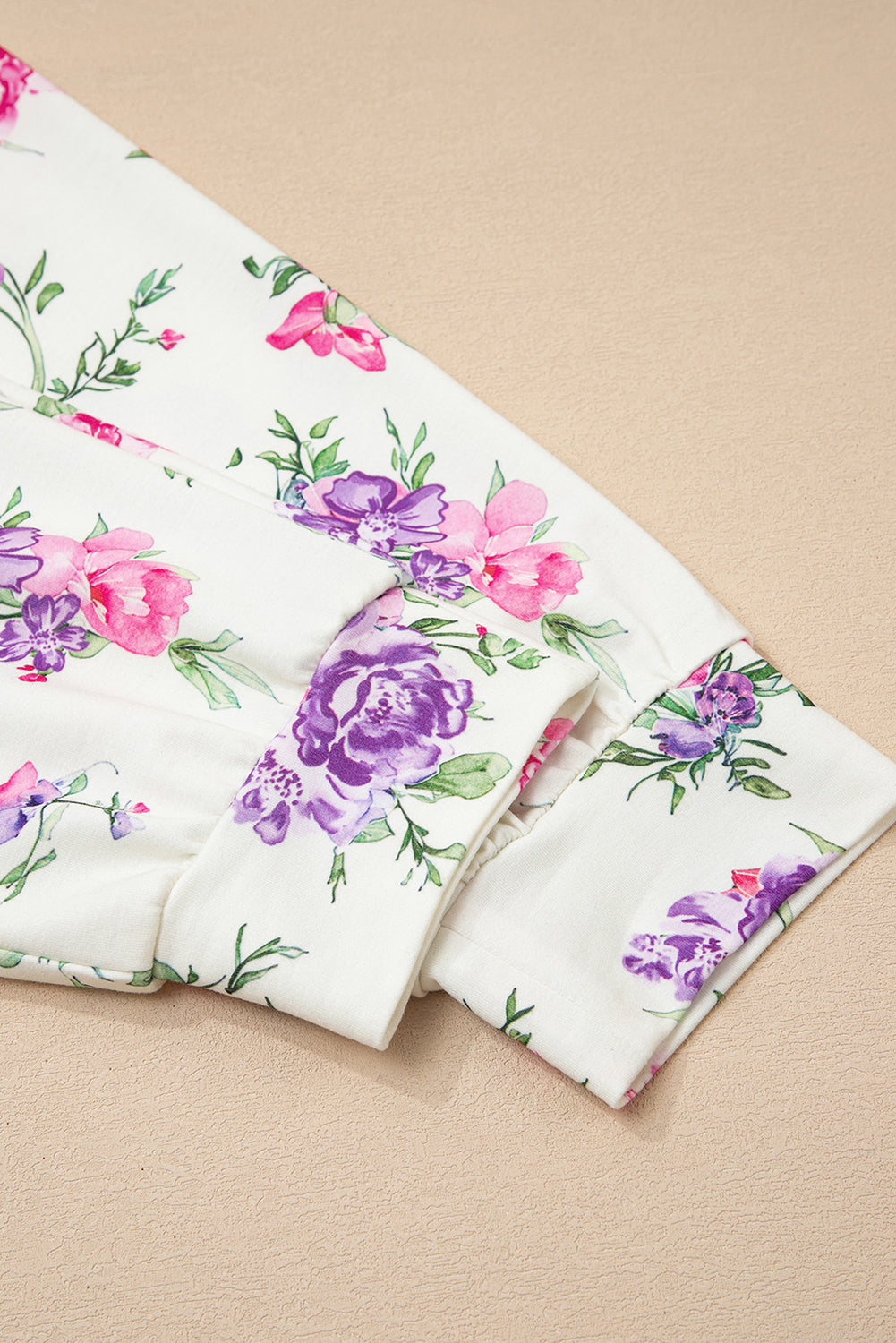 Floral Print Pullover Drawstring Lounge Pants Set