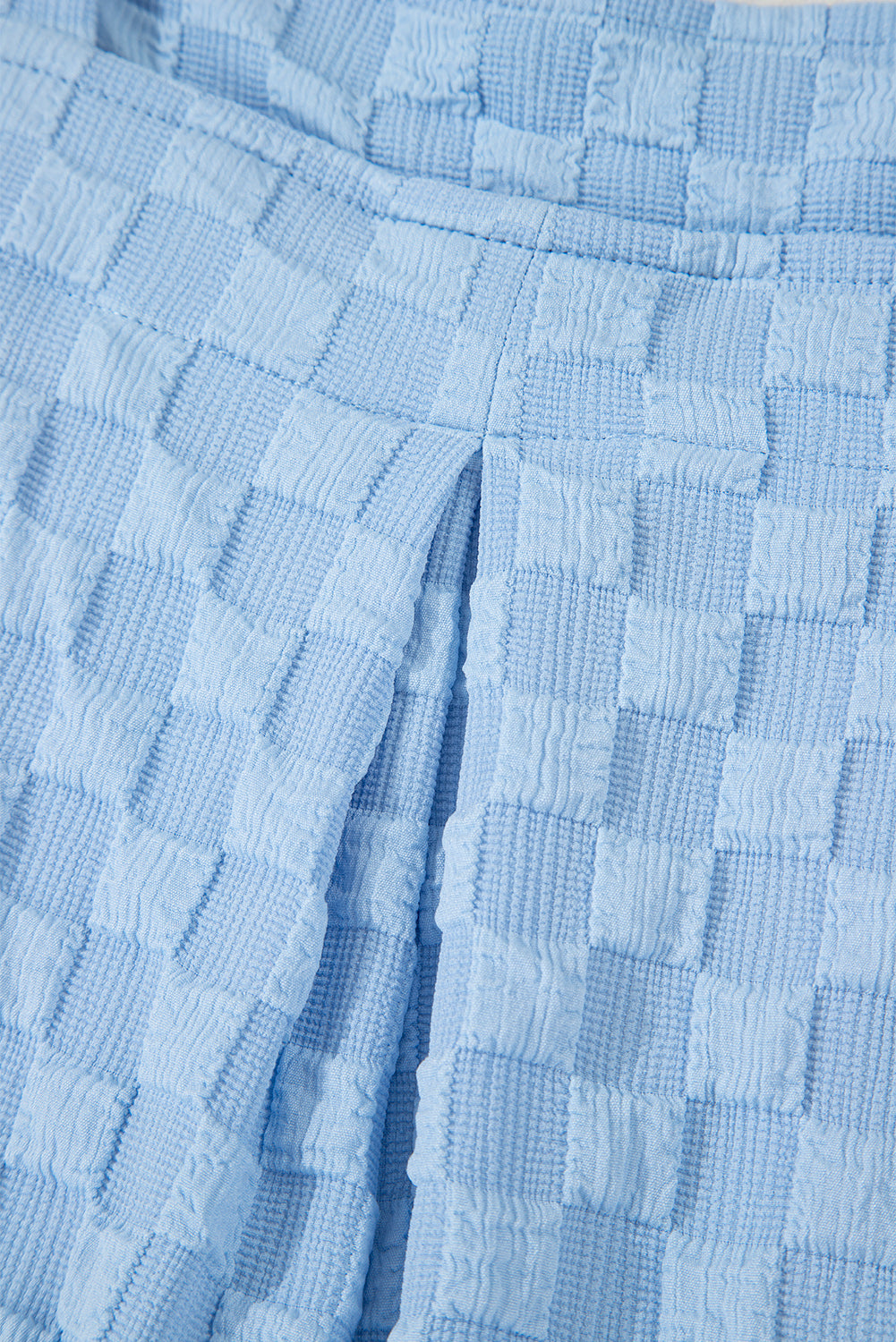 Beige Checkered Pocketed High Waist Wide Leg Overall