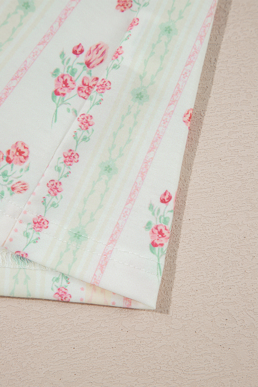 Pink Bow Print Contrast Pipping Short Pajamas Set