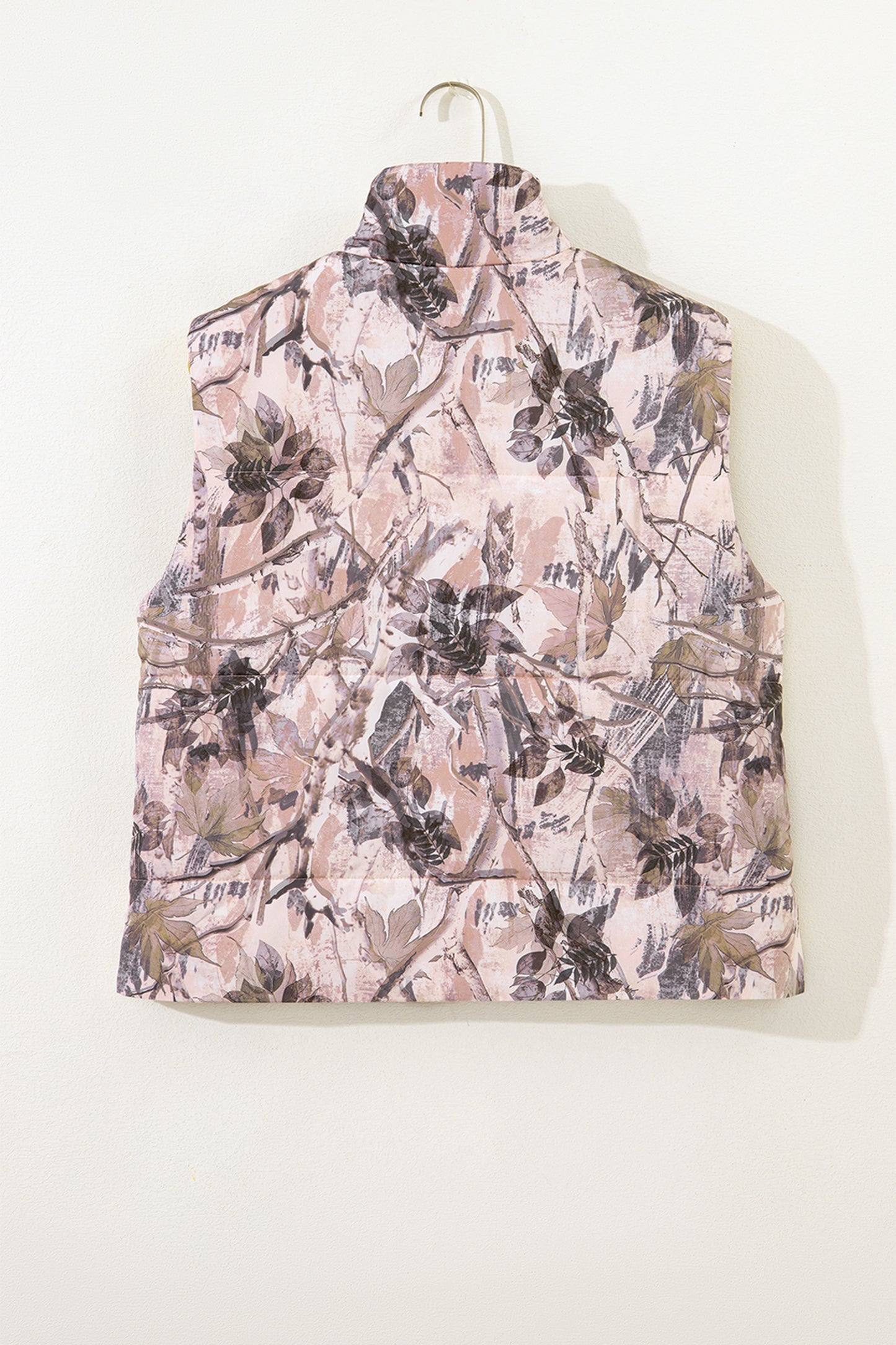 Camo Leaf Print Puffer Vest