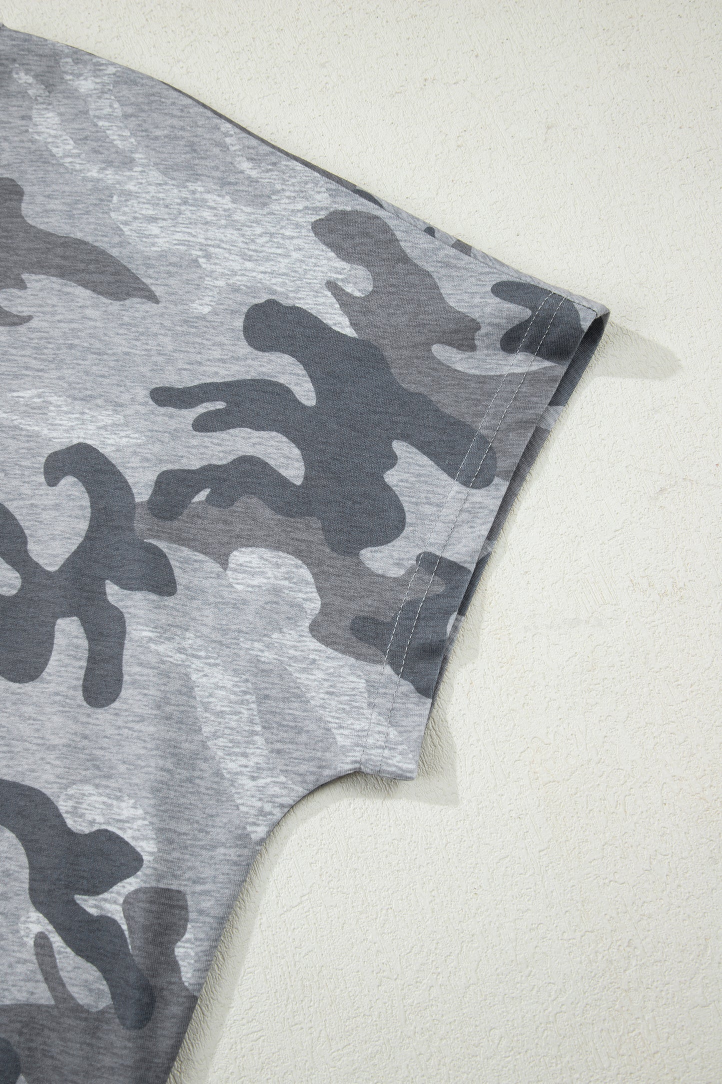 Camouflage Print Round Neck T Shirt