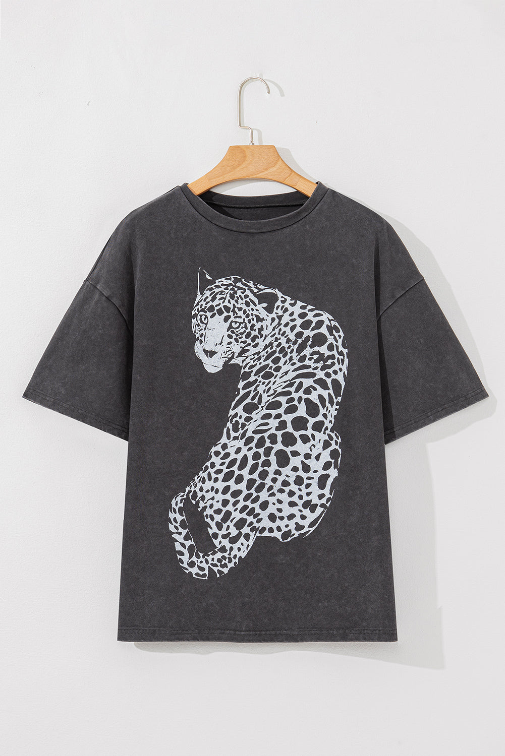 Vintage Cheetah Printed Mineral Wash Graphic Tee