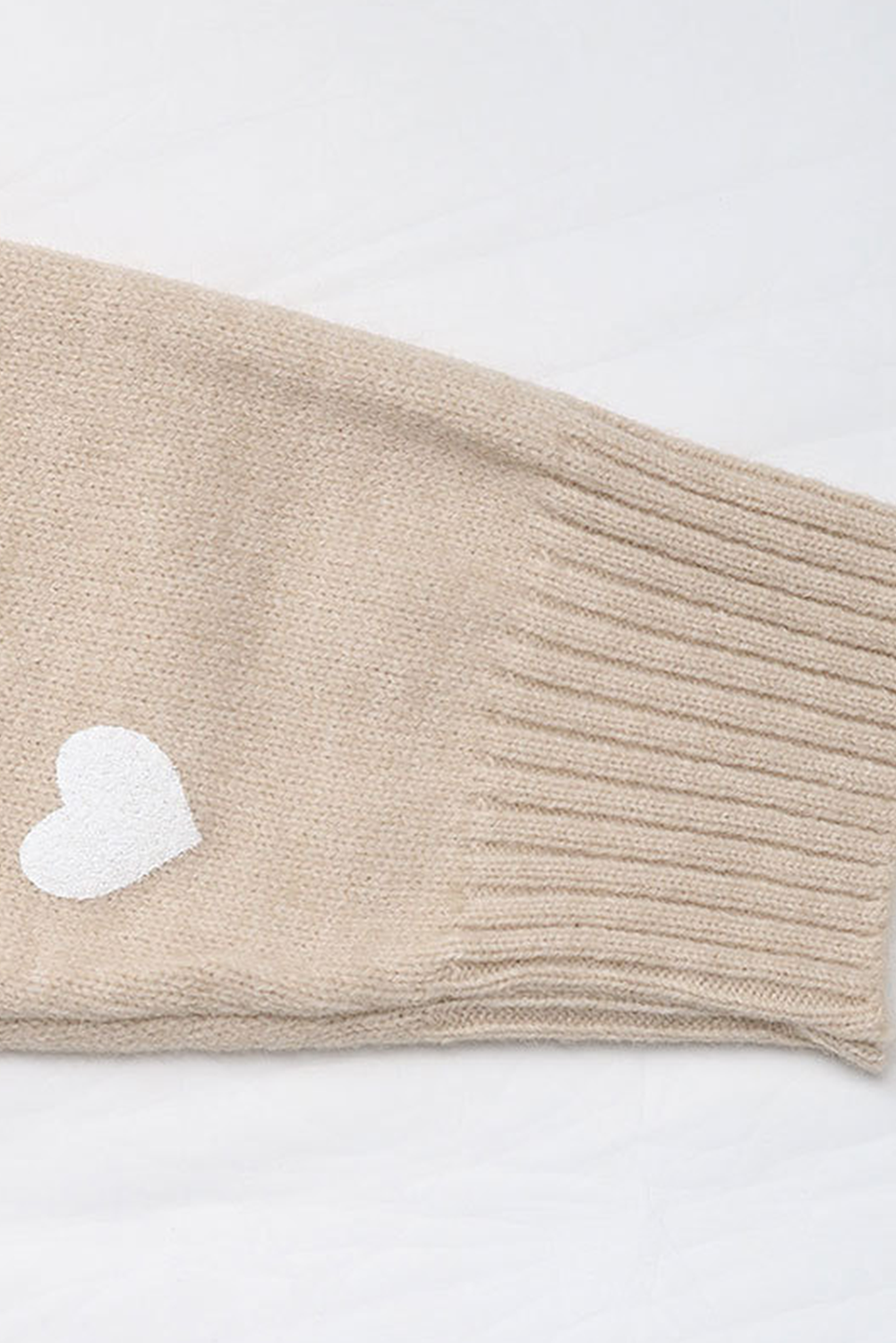 Heart Print Lace Splicing V Neck Sweater