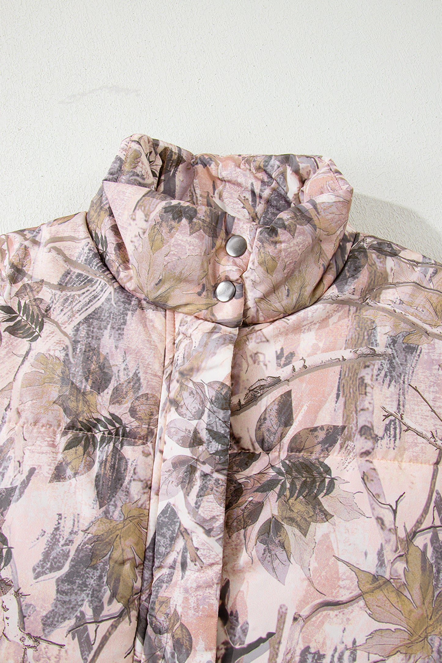 Camo Leaf Print Puffer Vest