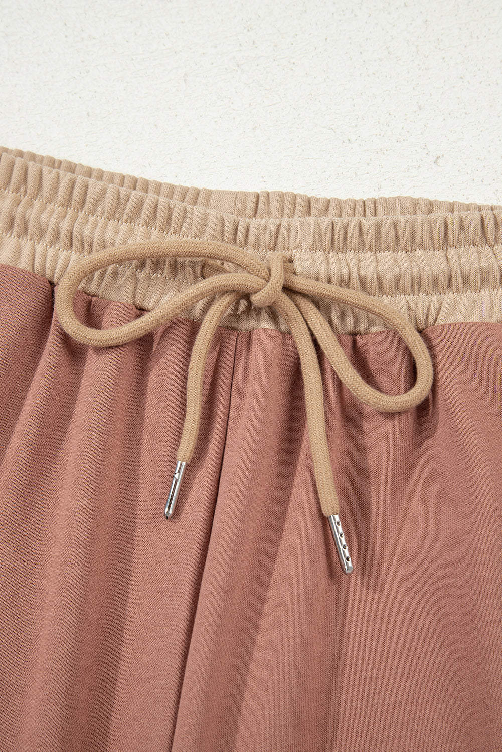Dust Pink & Khaki Top Drawstring Pant Set