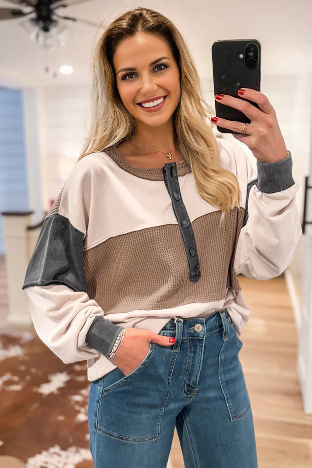 Waffled Patchwork Top