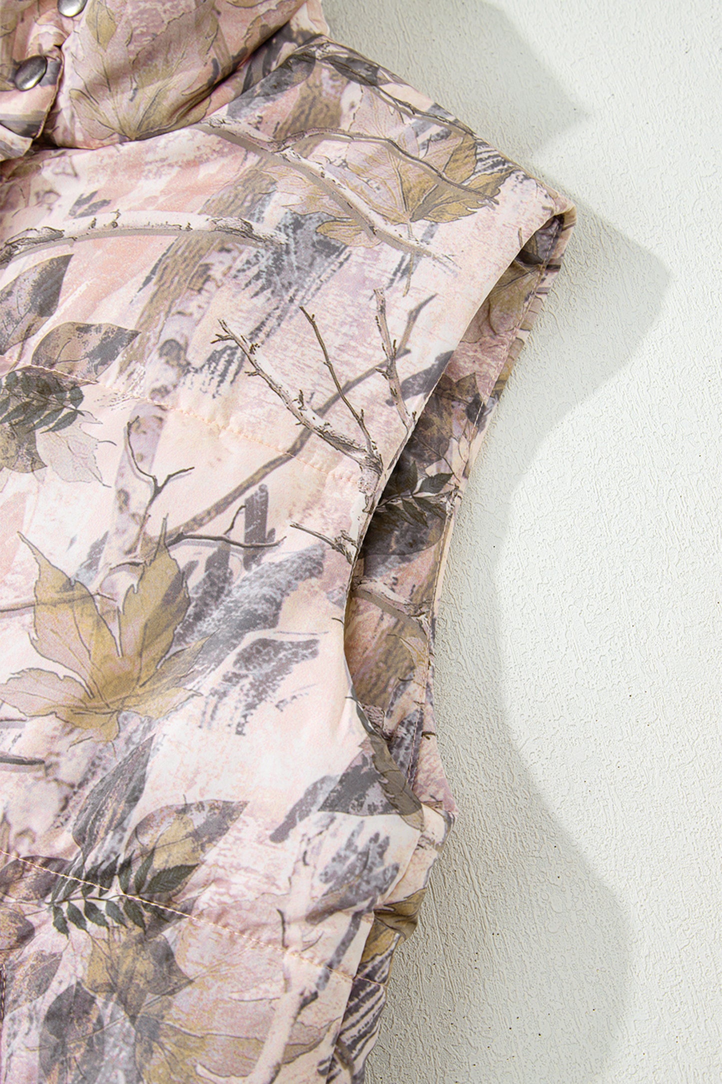 Camo Leaf Print Puffer Vest