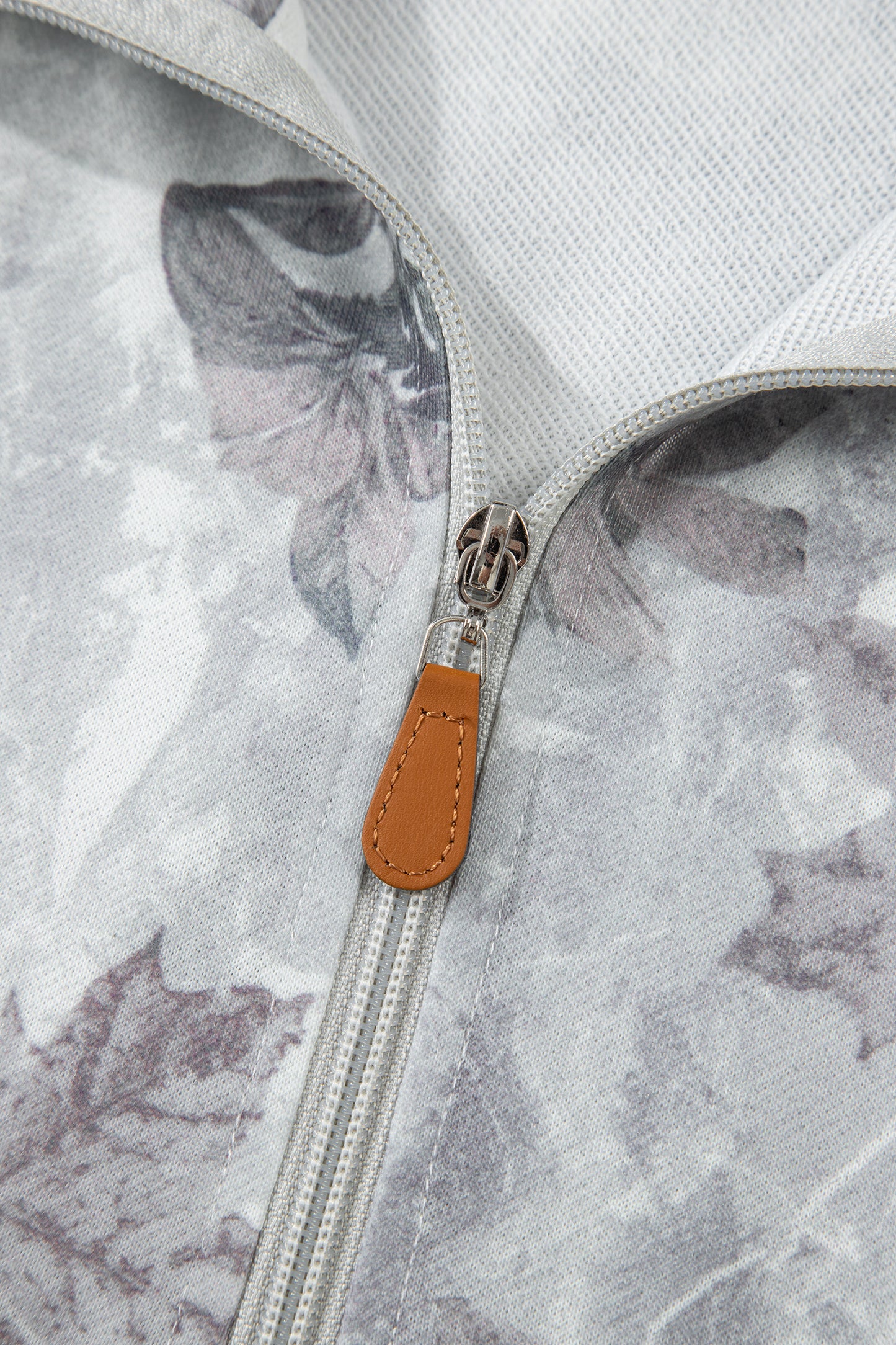 Camo Leaf Print Pocket Quarter Zip Hoodie