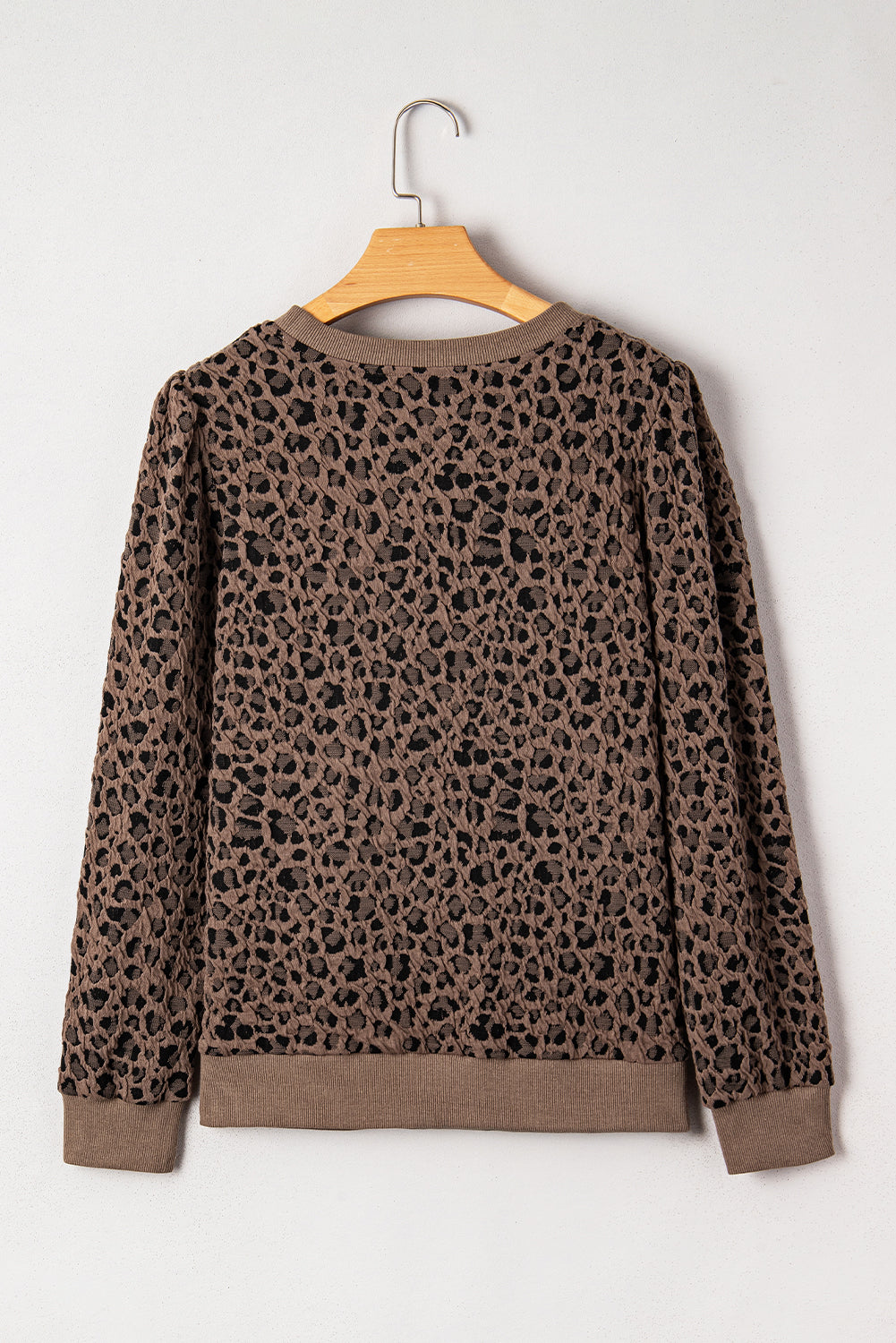 Ribbed Trim Leopard Top