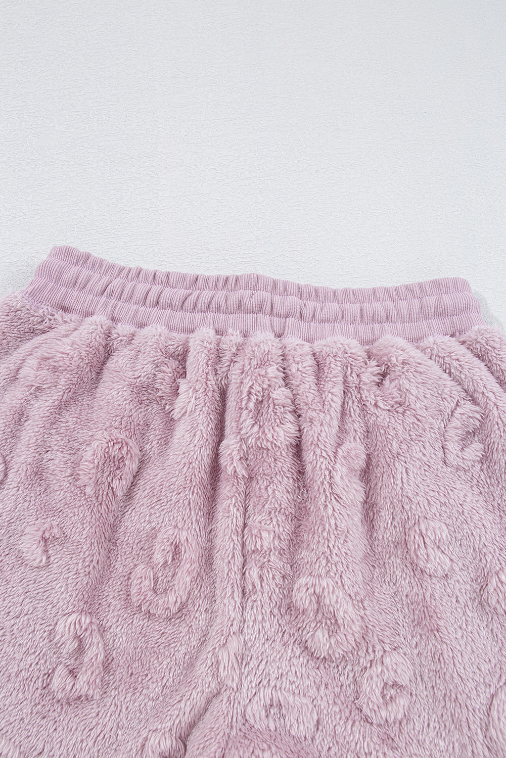 Light Grey Textured Leopard Fleece Loose Two Piece Lounge Set