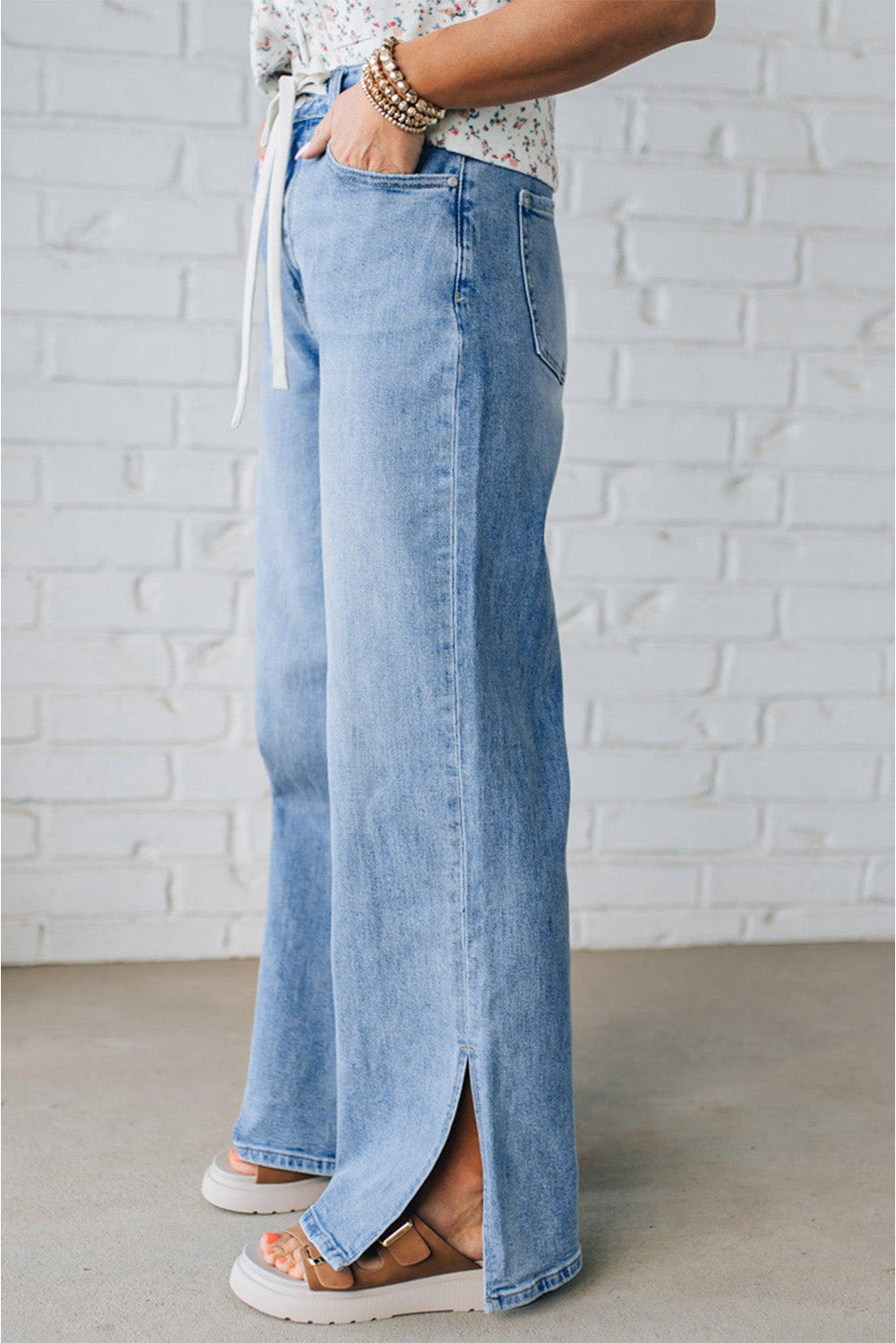 High Rise Drawstring Casual Jeans