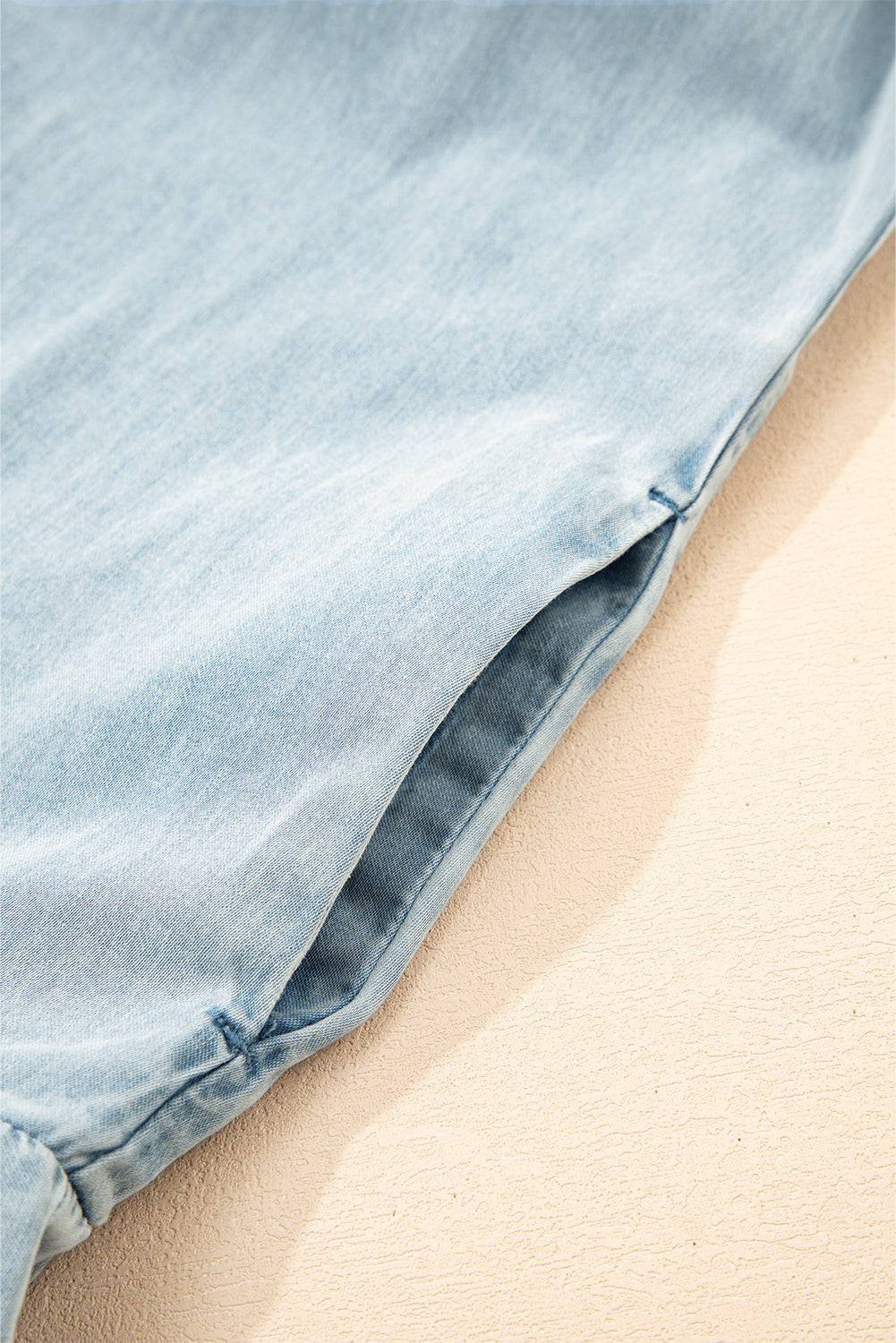 Blue Bowknot Neck Sleeveless Ruffled Chambray Dress