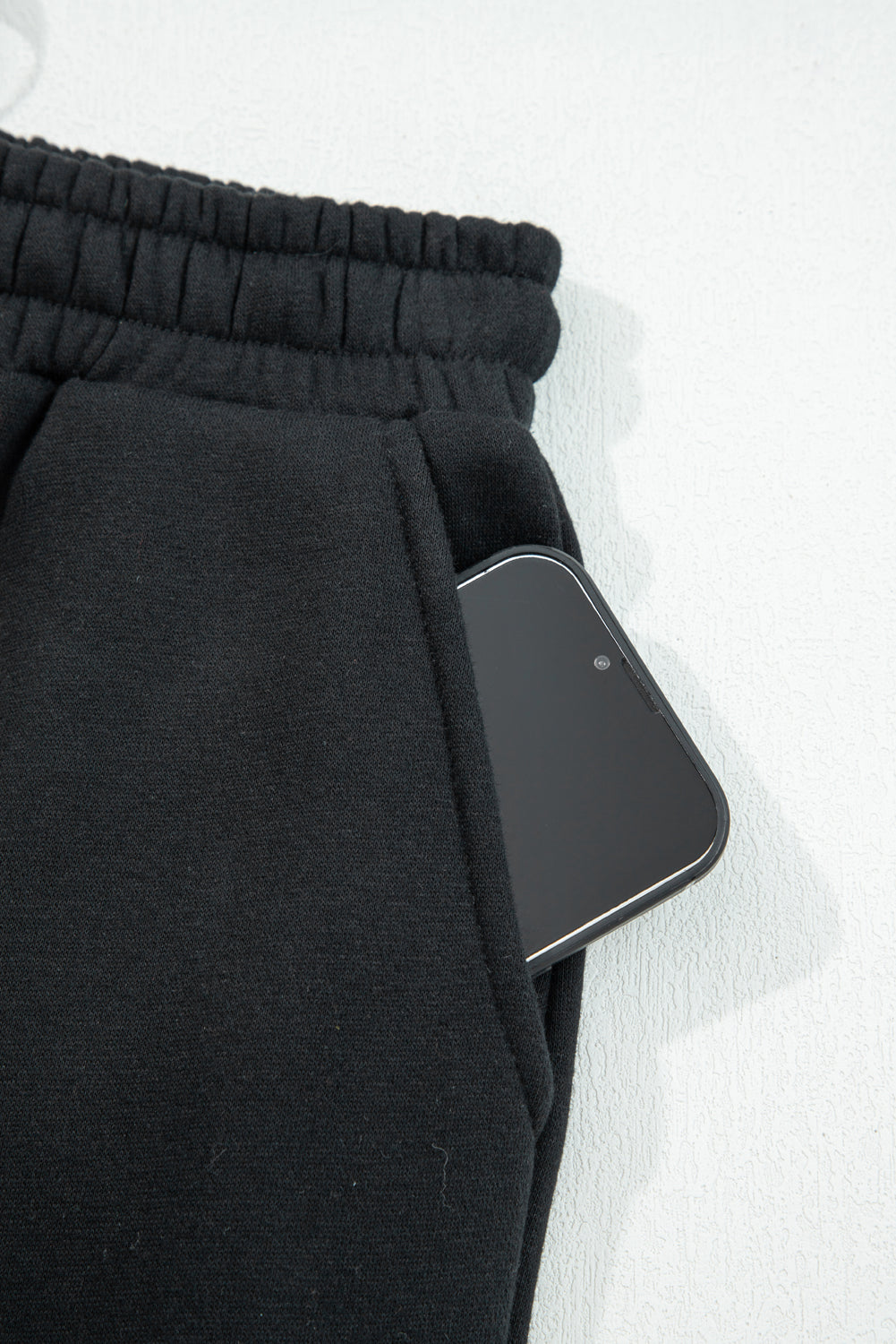 Fleece Lined Leopard Drawstring Elastic Waist Solid Pants