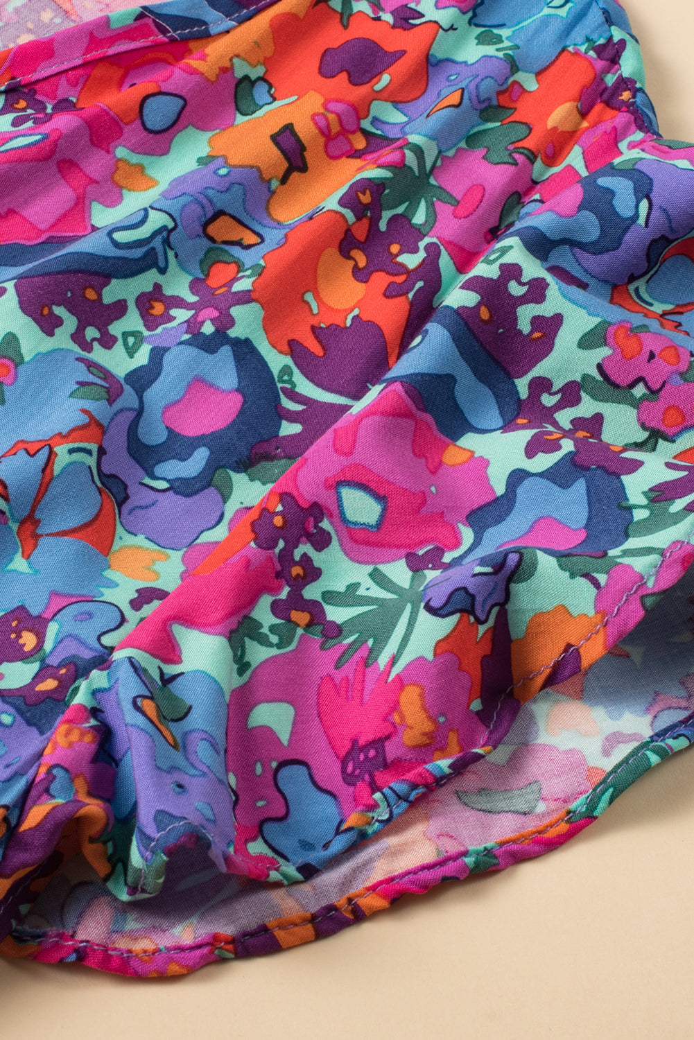 Floral Print V Neck Wrap Split Maxi Dress